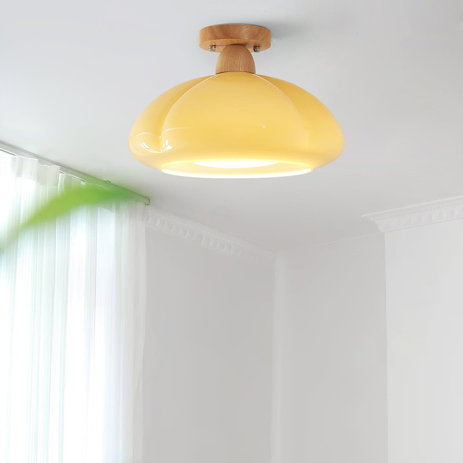 Ambrina Amber Glass Semi Flush Mount Ceiling Light - Letslighting