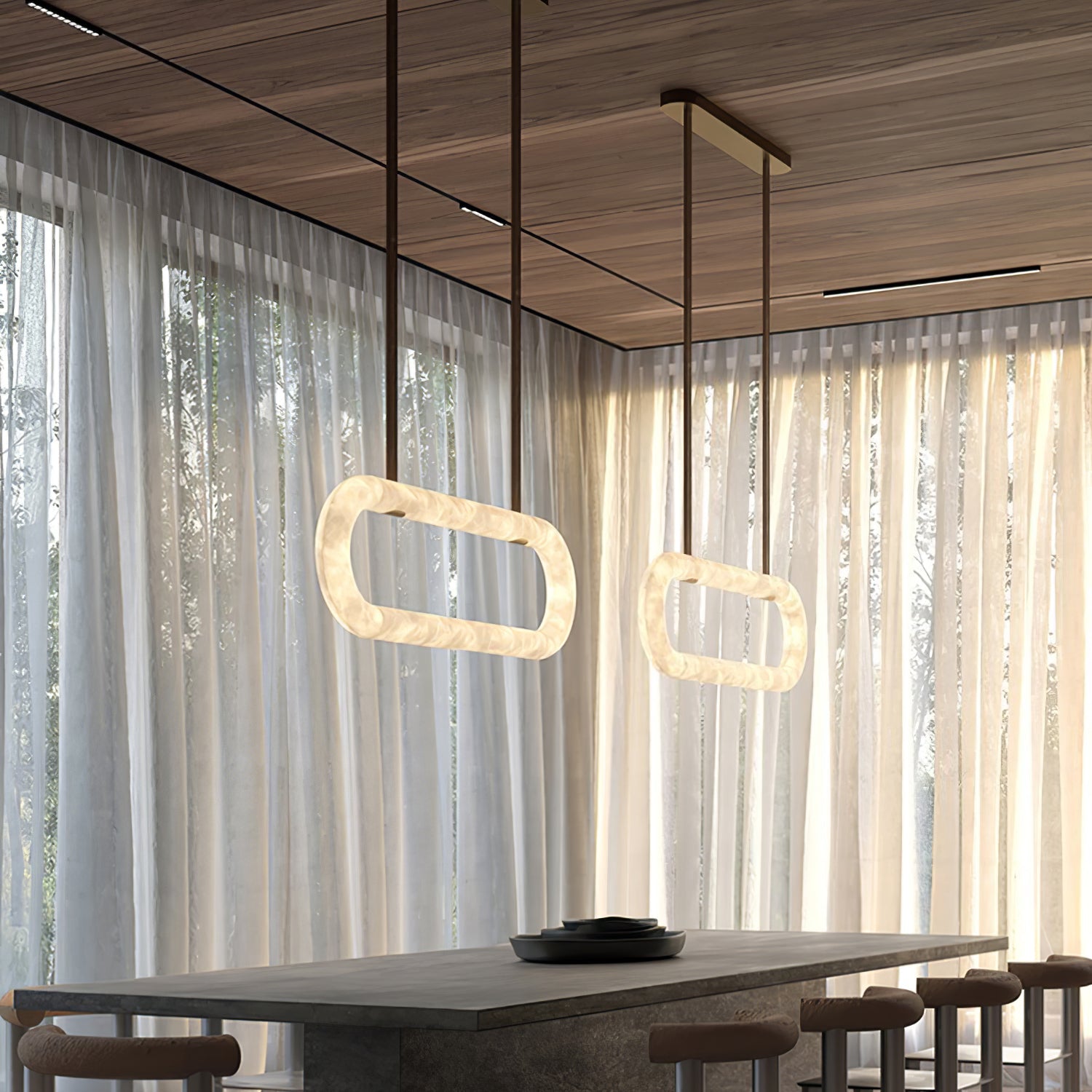 Vista Modern Minimalist Art Alabaster Chandelier - Letslighting