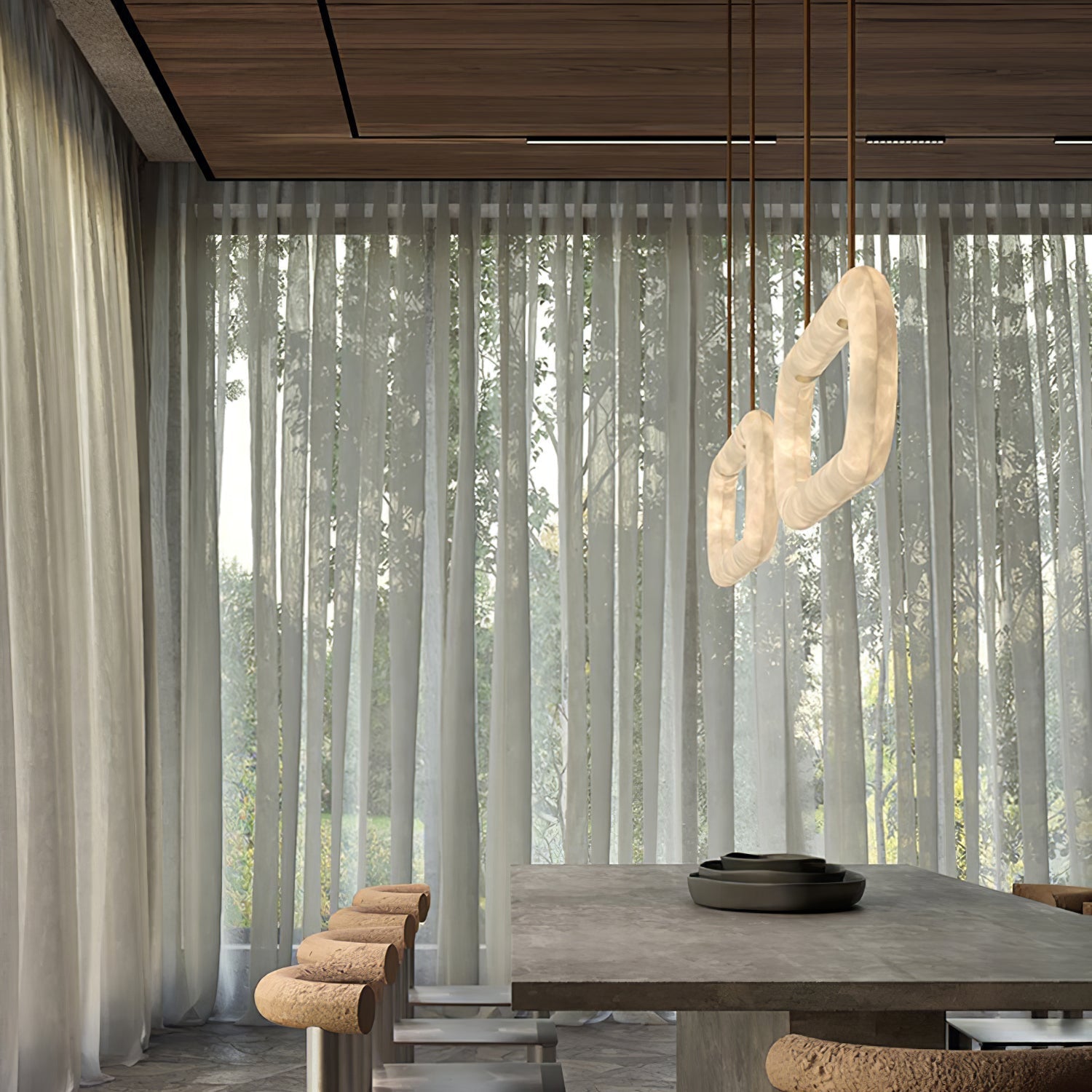 Vista Modern Minimalist Art Alabaster Chandelier - Letslighting