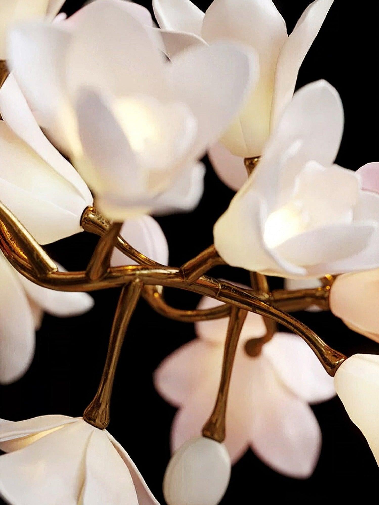 Lustra Chandelier Brass Ceramic Blossom - Letslighting