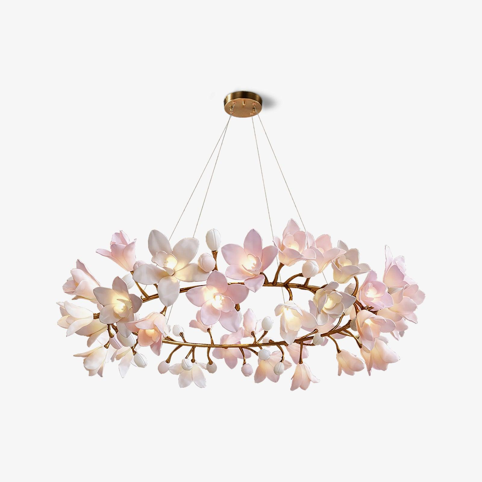 Lustra Chandelier Brass Ceramic Blossom - Letslighting