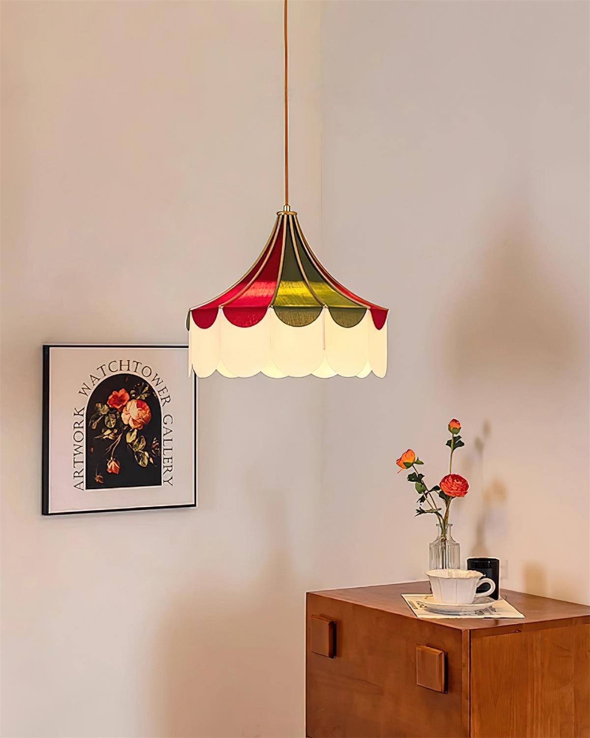 Circus Fabric Pendant Lamp Scalloped Nostalgic Playful - Letslighting