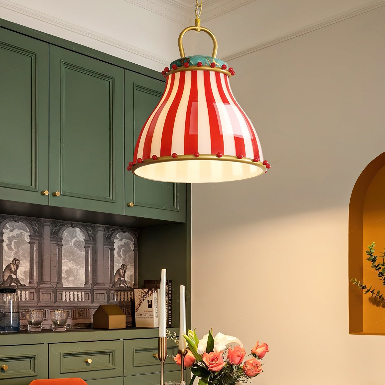 Red and white stripes Glass Pendant Lamp - Letslighting