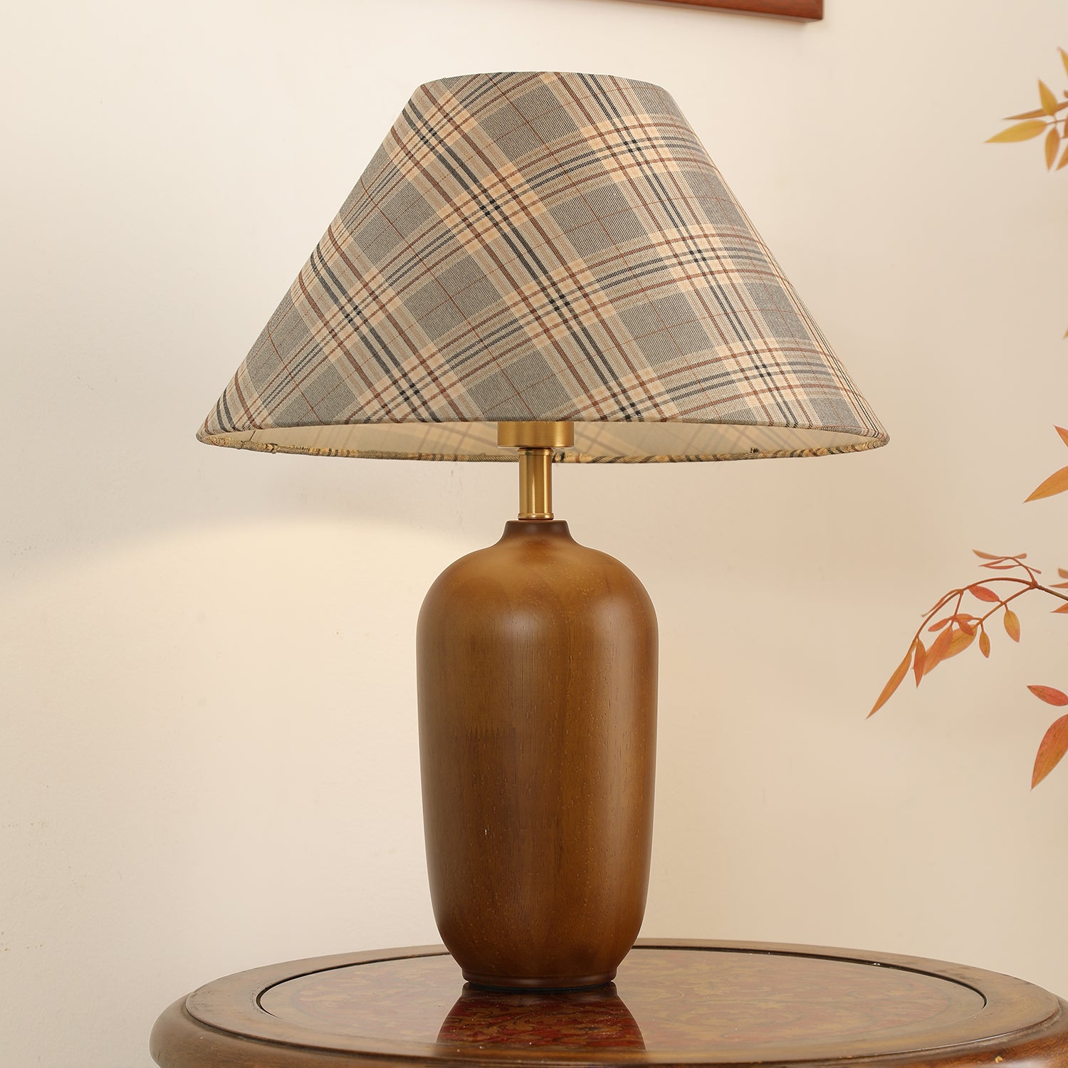 Sienna Wood & Fabric Classic Table Lamp - Letslighting