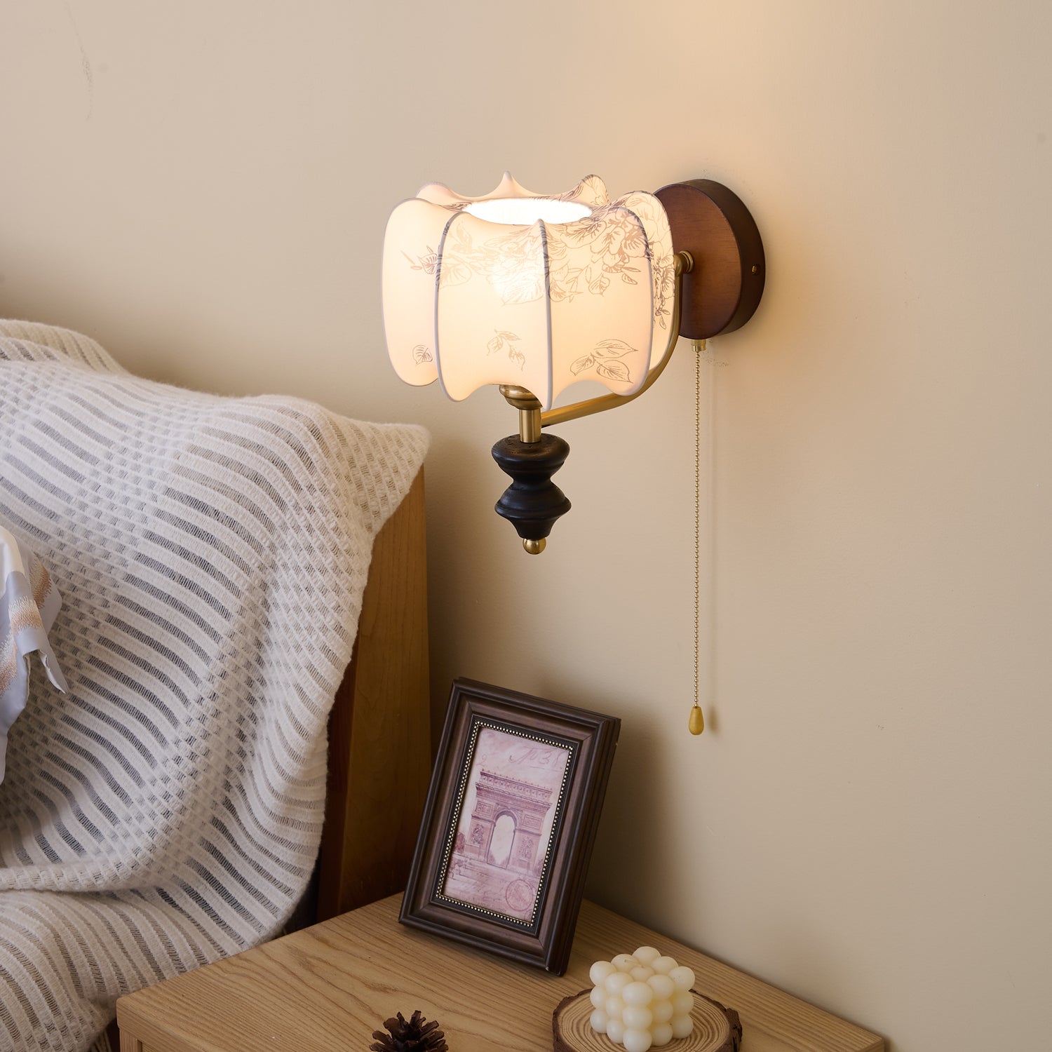Eshae Premium Nordic Art Fabric Wood Wall Lamp - Letslighting