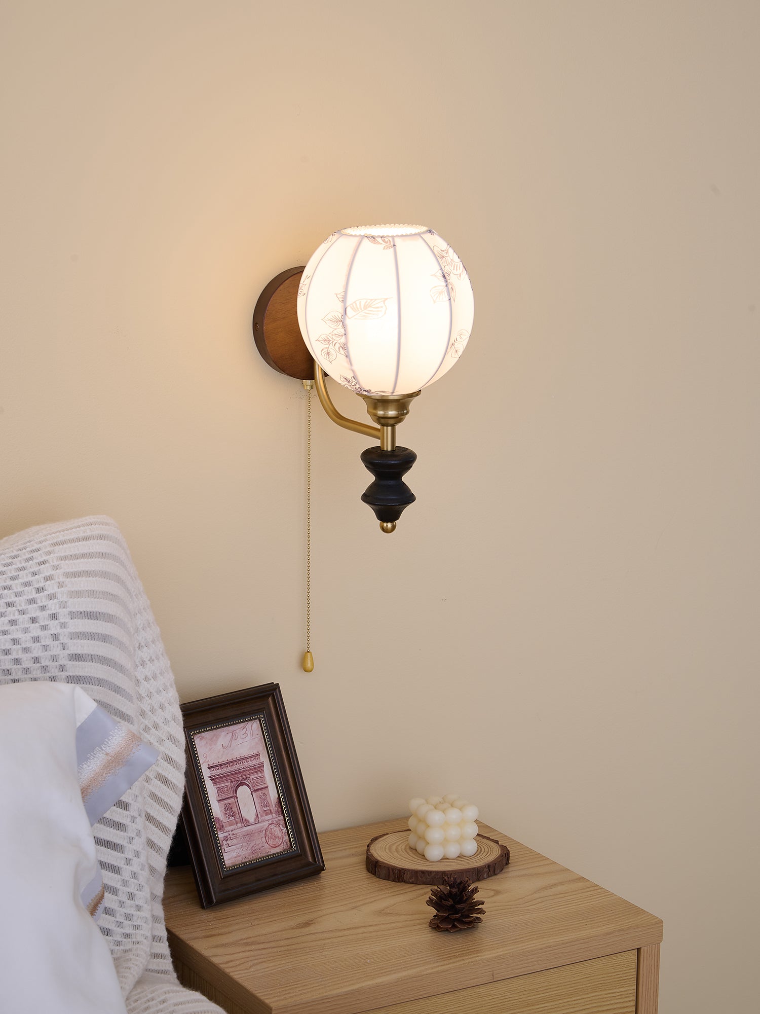 Eshae Premium Nordic Art Fabric Wood Wall Lamp - Letslighting