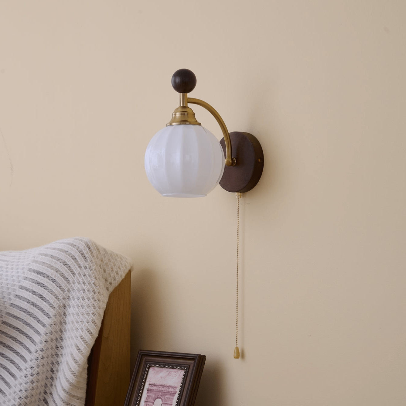 Eshae Premium Nordic Art Fabric Wood Wall Lamp - Letslighting