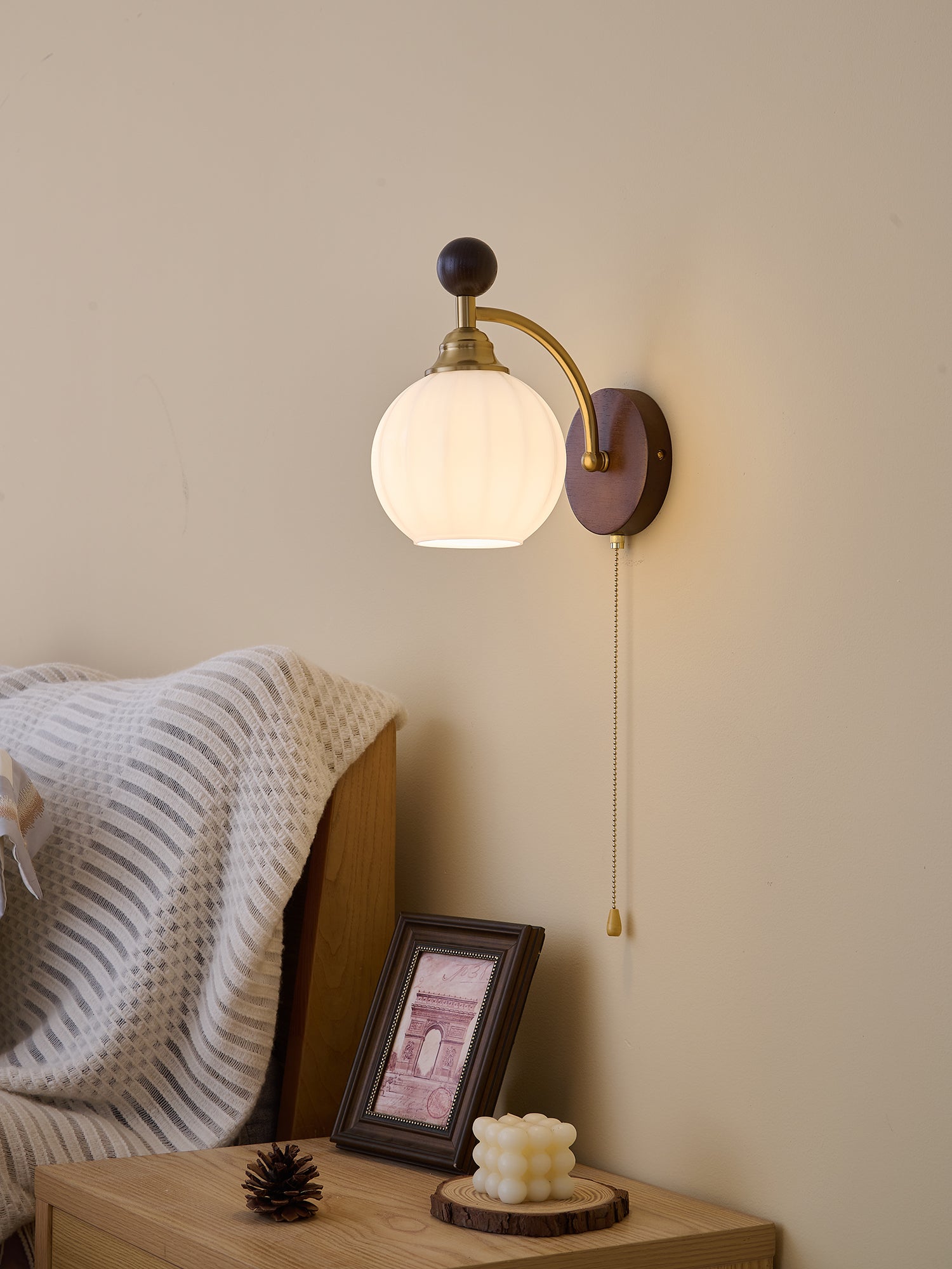 Eshae Premium Nordic Art Fabric Wood Wall Lamp - Letslighting