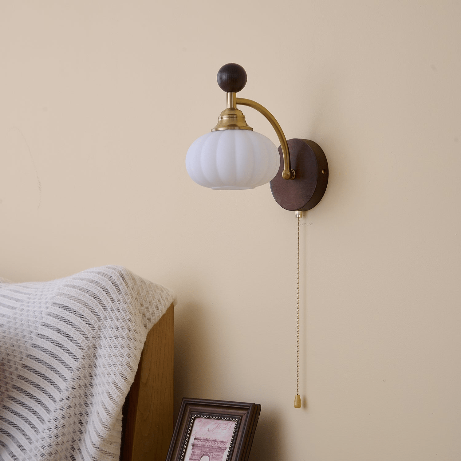 Eshae Premium Nordic Art Fabric Wood Wall Lamp - Letslighting