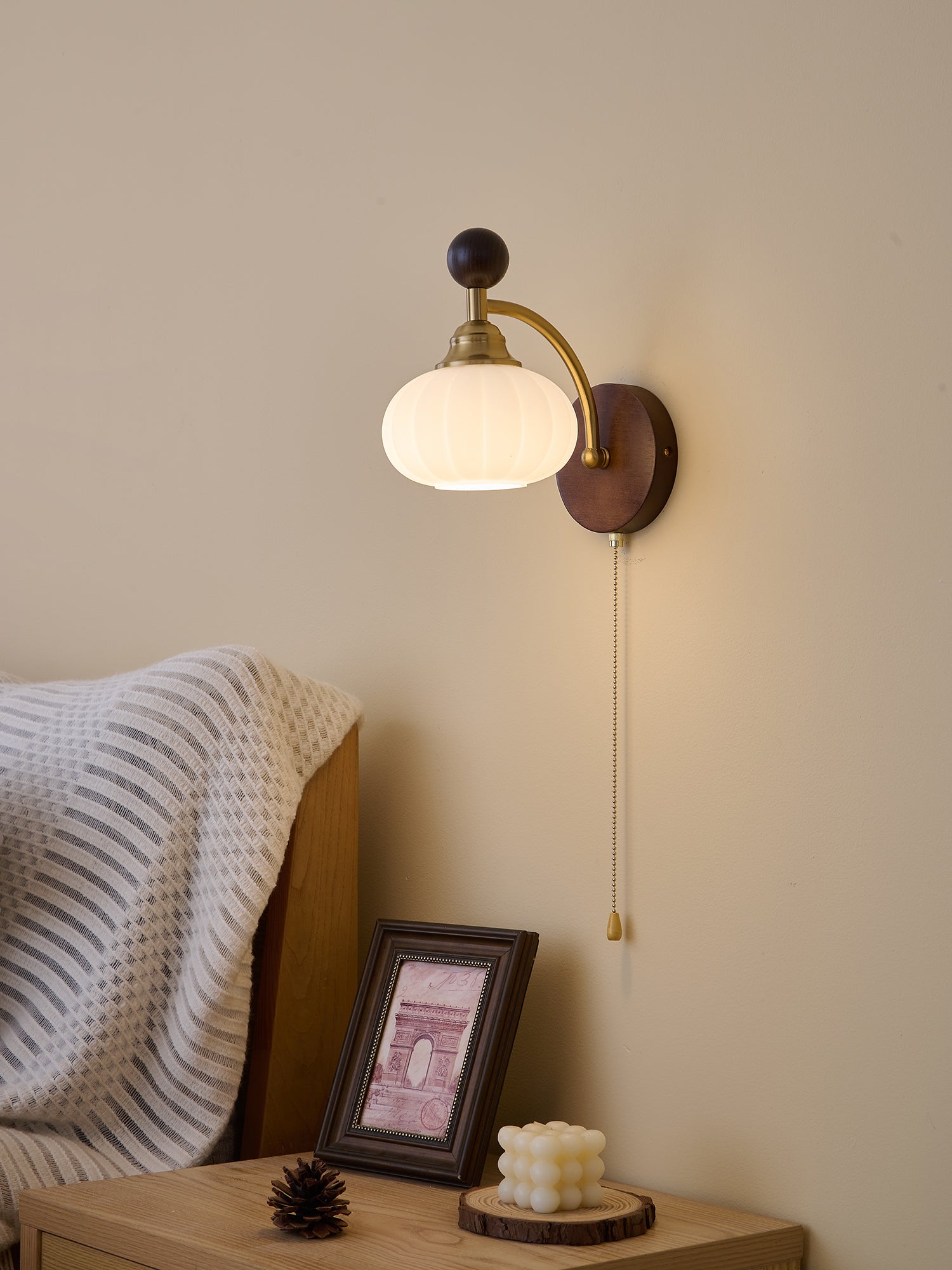 Eshae Premium Nordic Art Fabric Wood Wall Lamp - Letslighting
