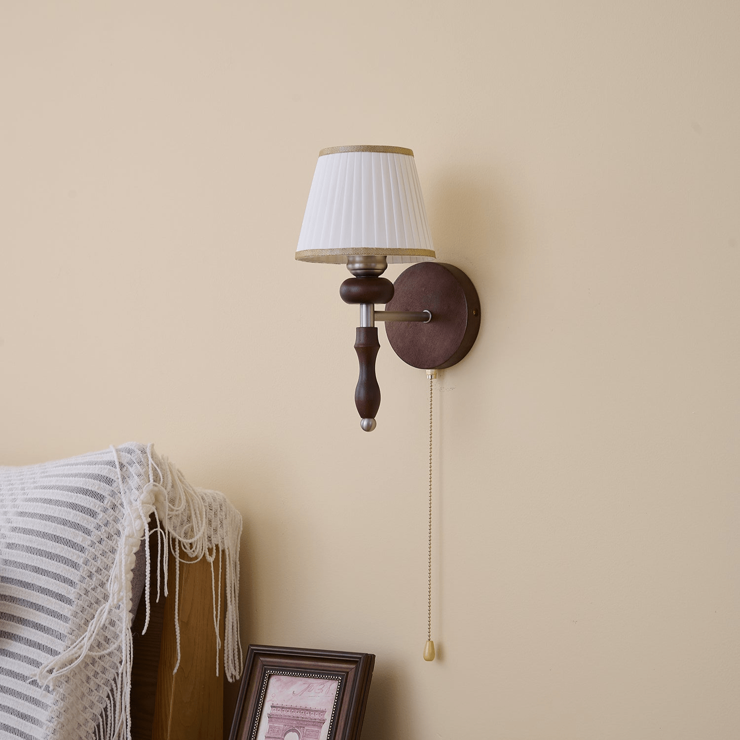 Eshae Premium Nordic Art Fabric Wood Wall Lamp - Letslighting
