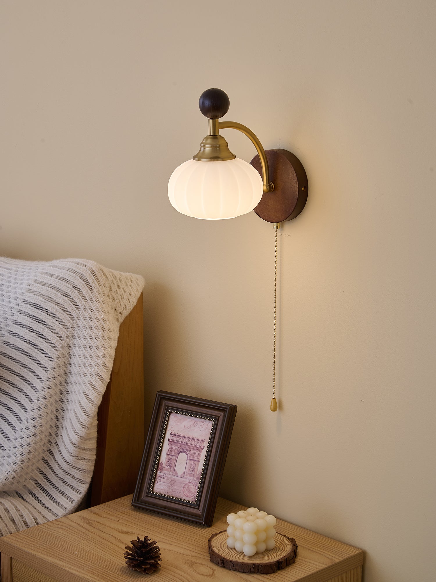 Eshae Premium Nordic Art Fabric Wood Wall Lamp - Letslighting