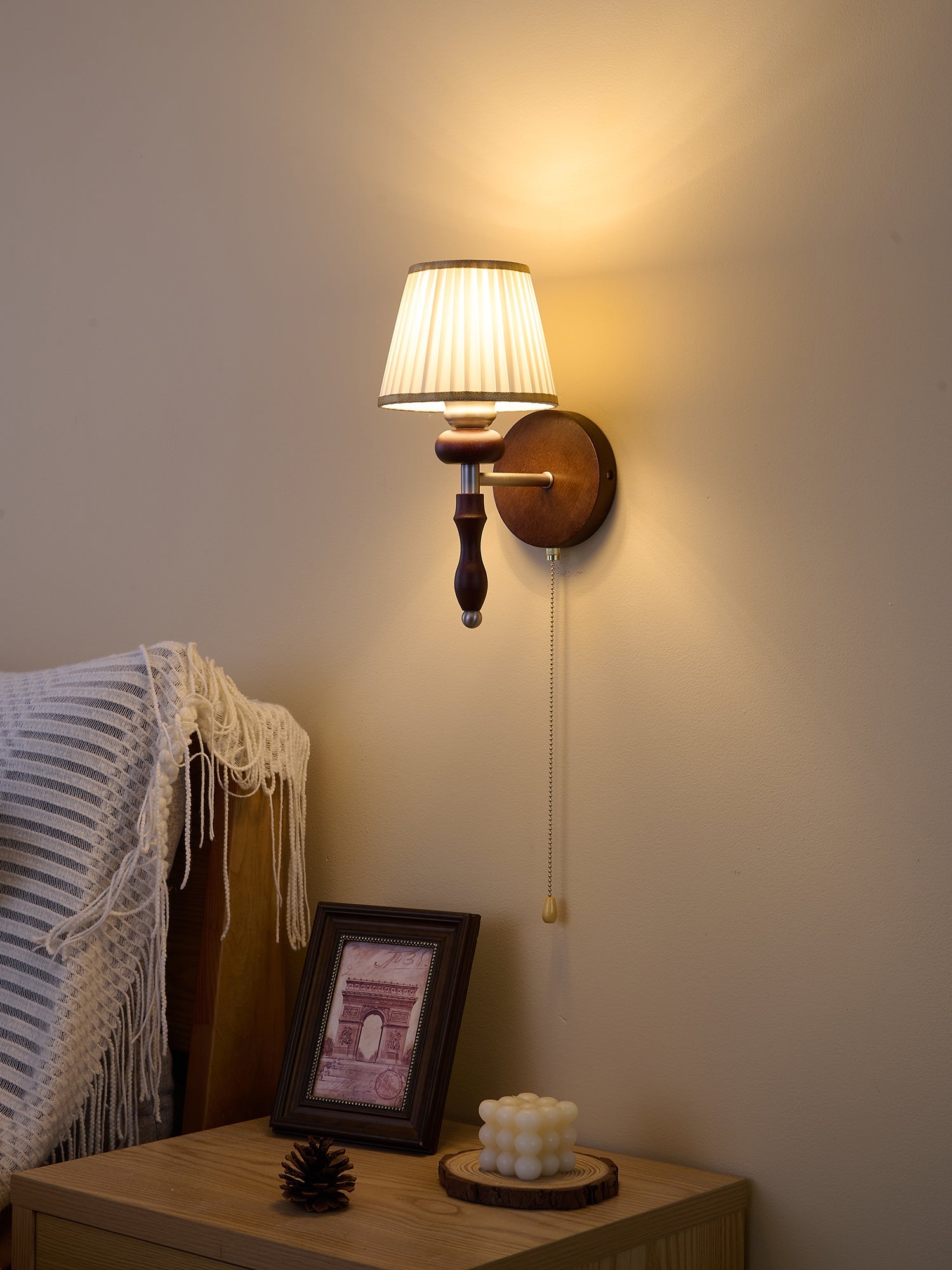 Eshae Premium Nordic Art Fabric Wood Wall Lamp - Letslighting