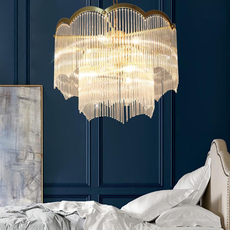 Lustra Chandelier Glass Rod Wave Shape - Letslighting