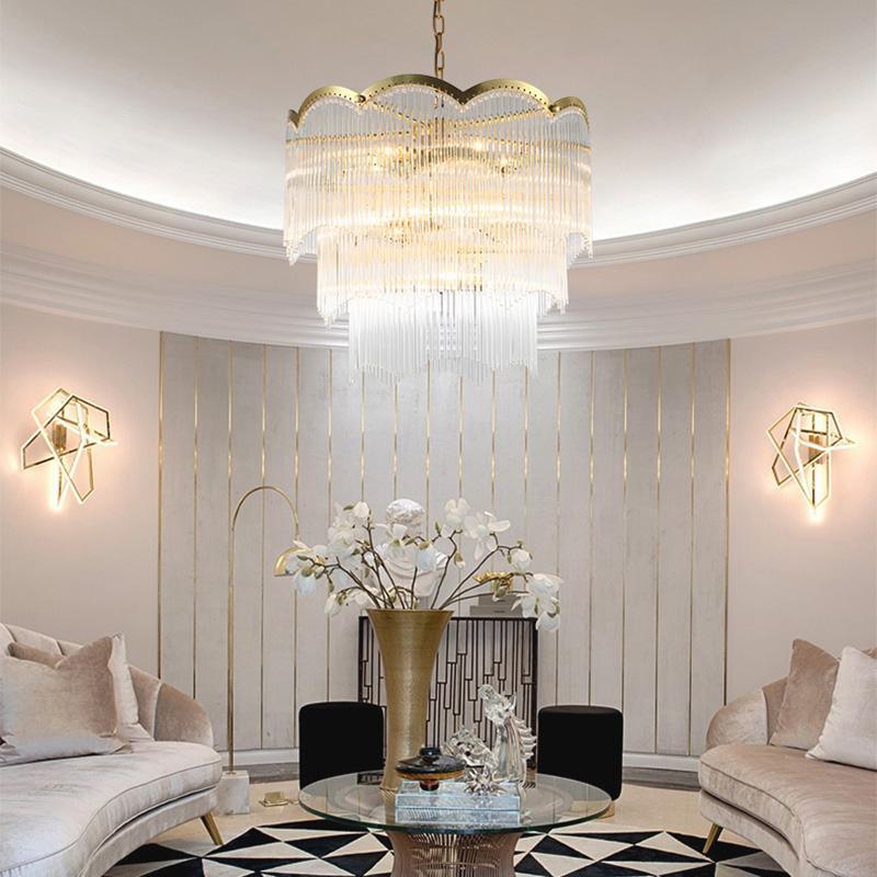 Lustra Chandelier Glass Rod Wave Shape - Letslighting