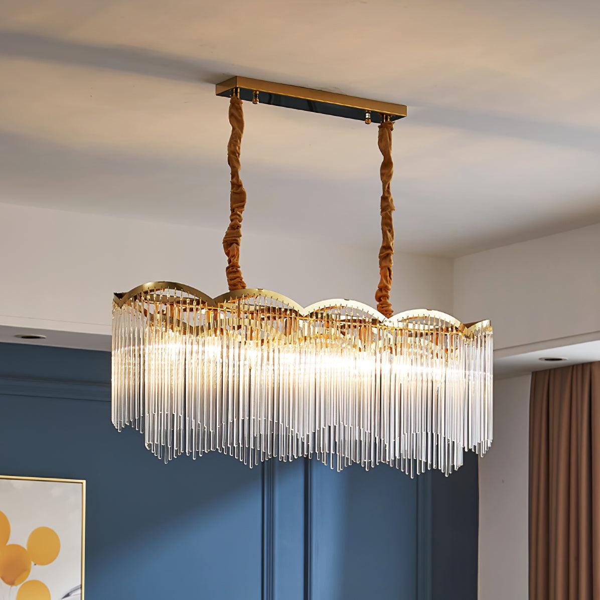 Lustra Chandelier Glass Rod Wave Shape - Letslighting