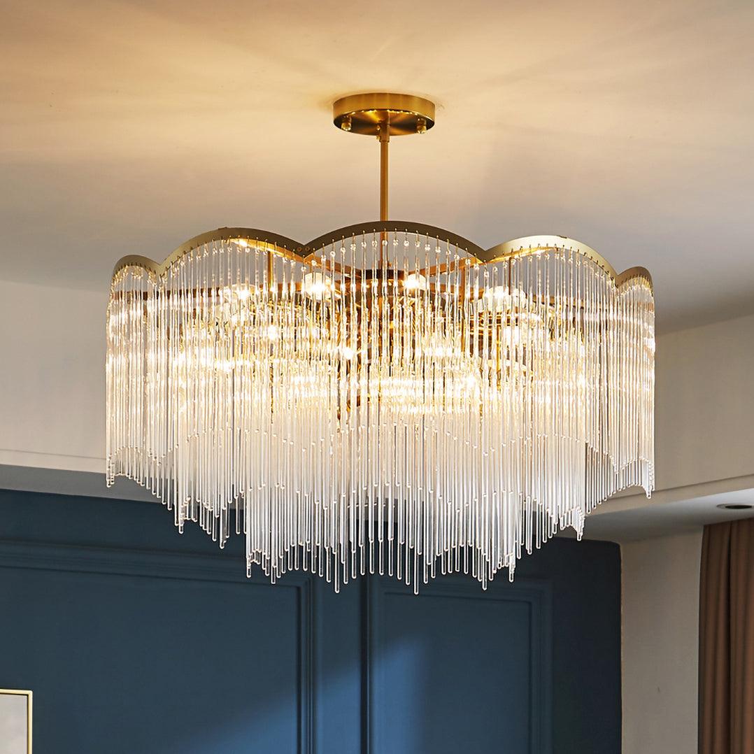 Lustra Chandelier Glass Rod Wave Shape - Letslighting