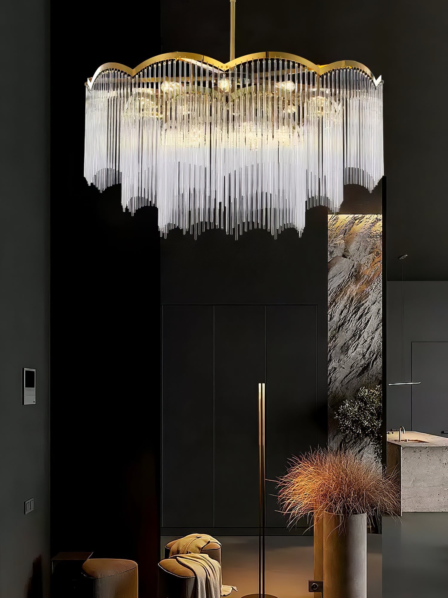 Lustra Chandelier Glass Rod Wave Shape - Letslighting