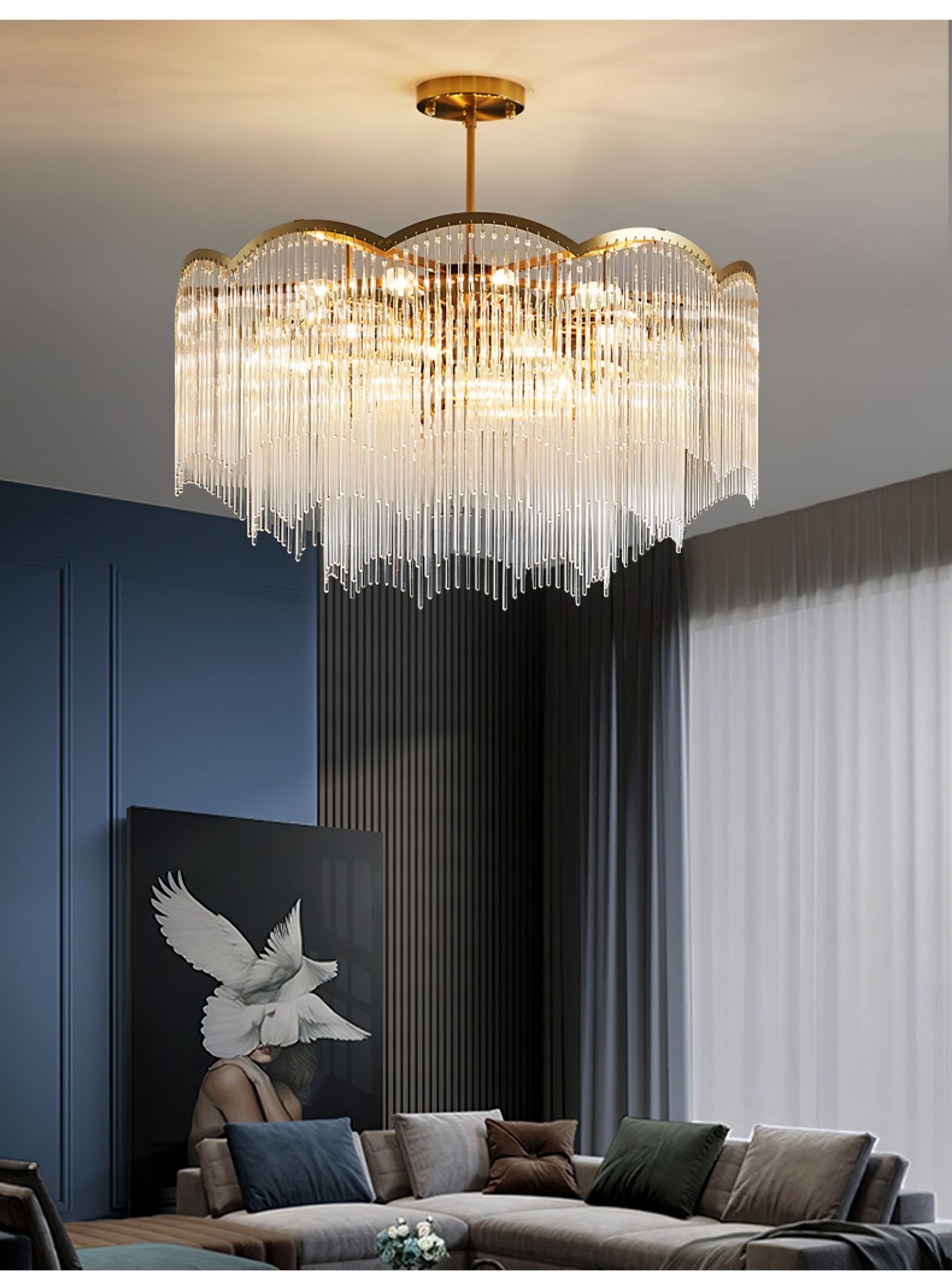 Lustra Chandelier Glass Rod Wave Shape - Letslighting