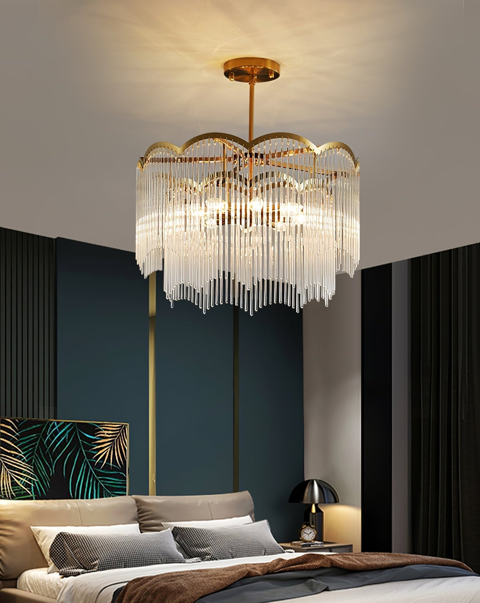 Lustra Chandelier Glass Rod Wave Shape - Letslighting