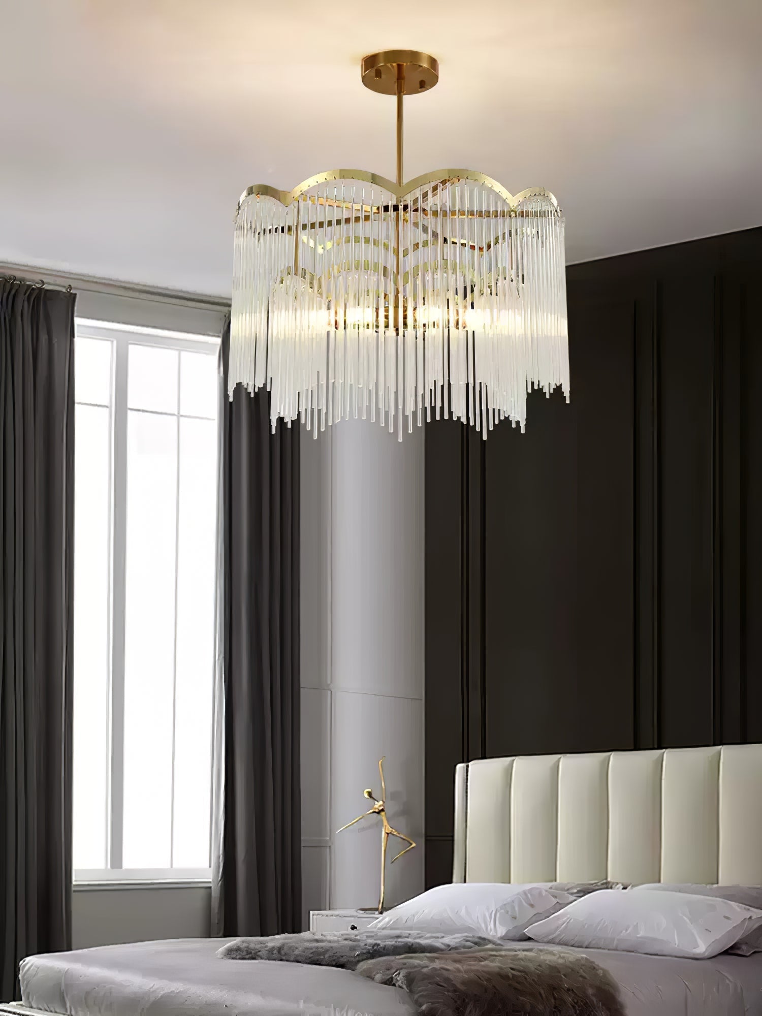 Lustra Chandelier Glass Rod Wave Shape - Letslighting
