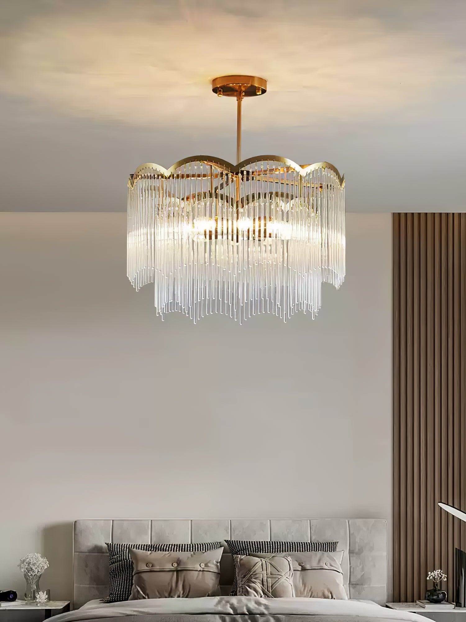 Lustra Chandelier Glass Rod Wave Shape - Letslighting