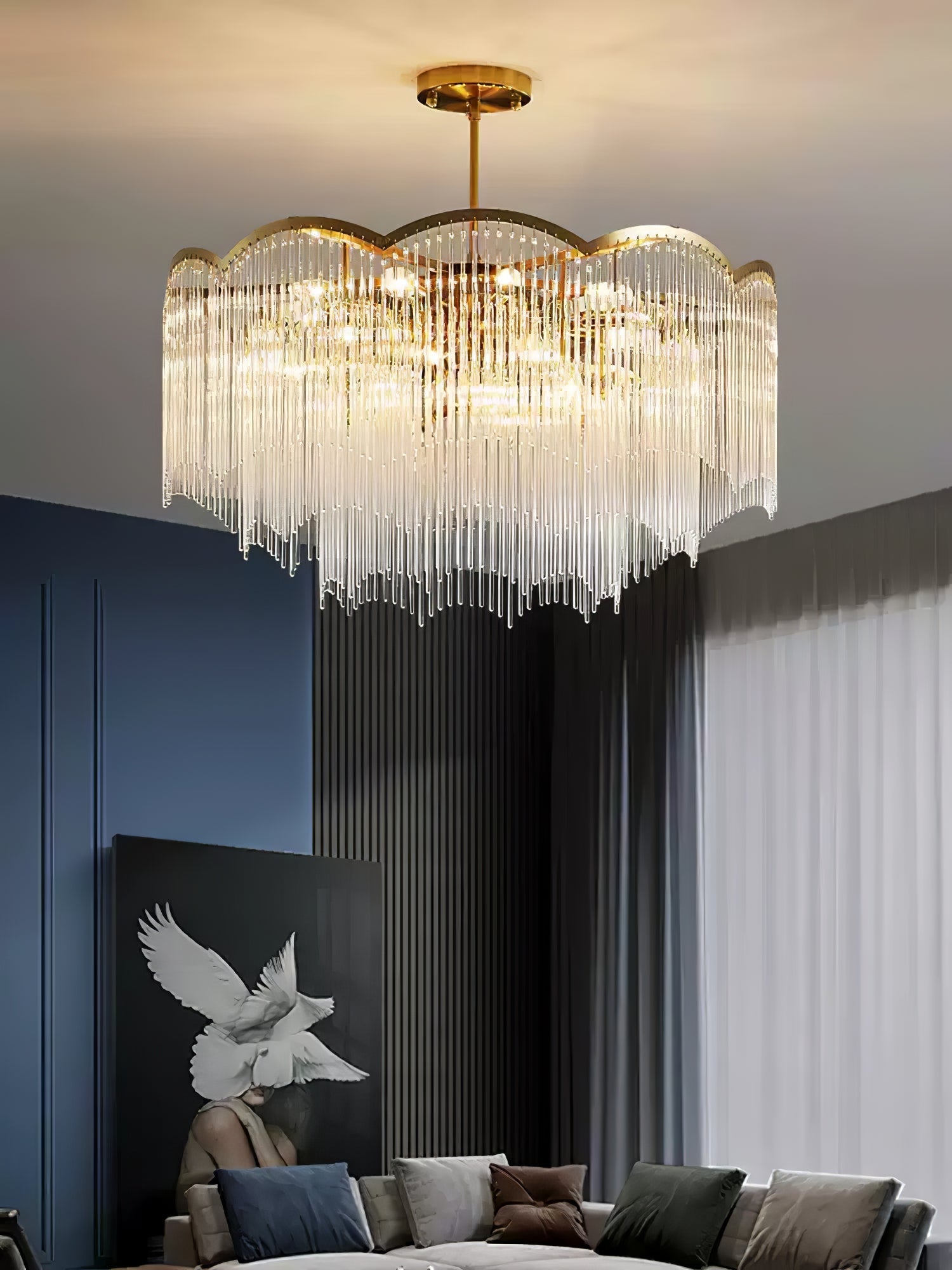 Lustra Chandelier Glass Rod Wave Shape - Letslighting