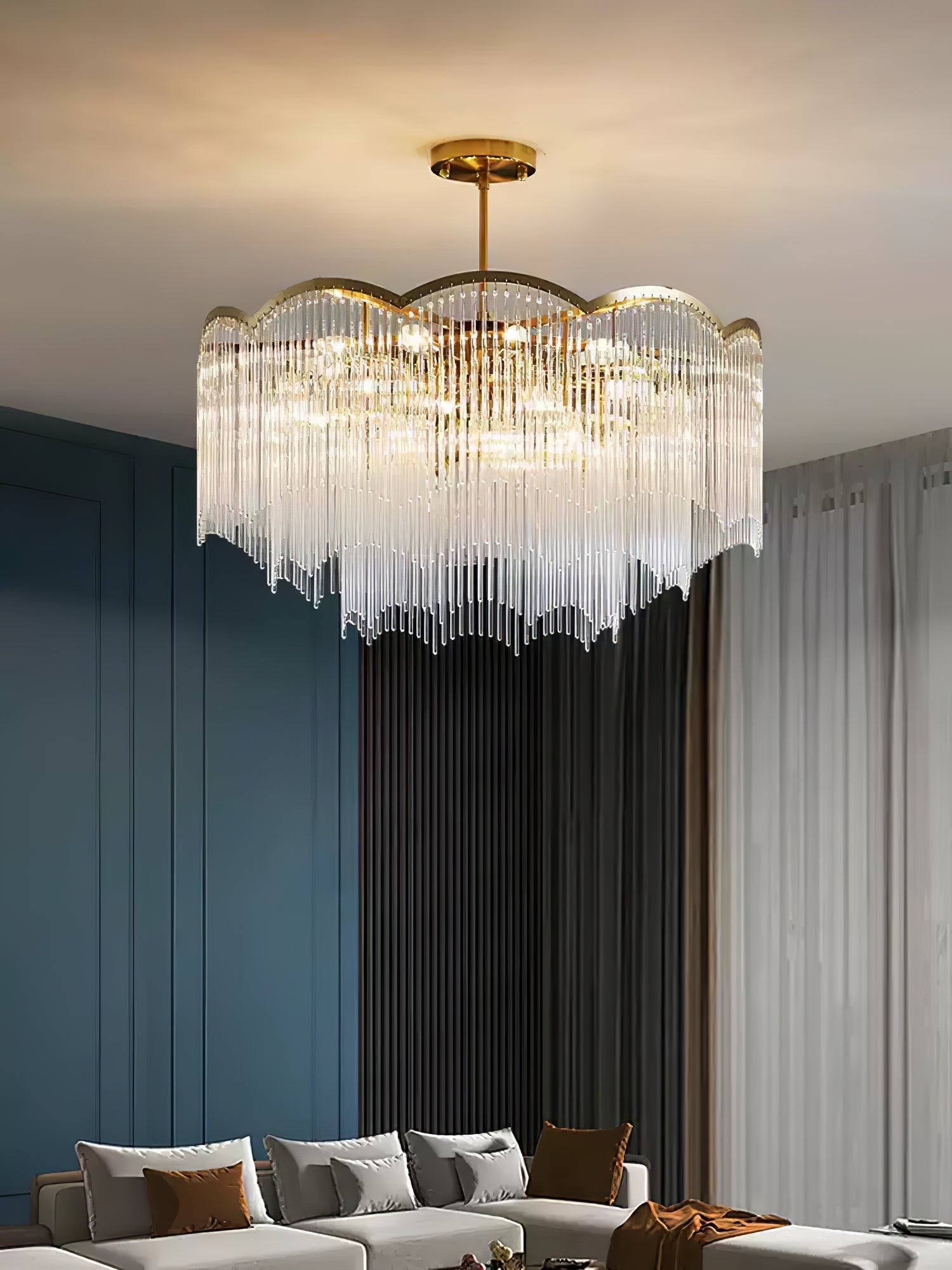 Lustra Chandelier Glass Rod Wave Shape - Letslighting