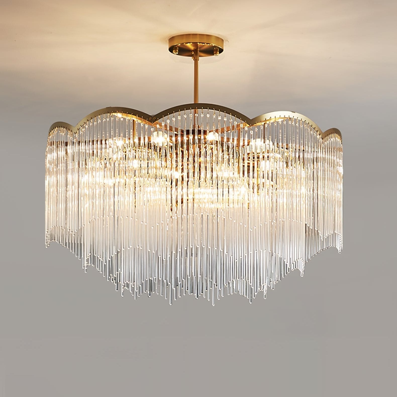 Lustra Chandelier Glass Rod Wave Shape - Letslighting