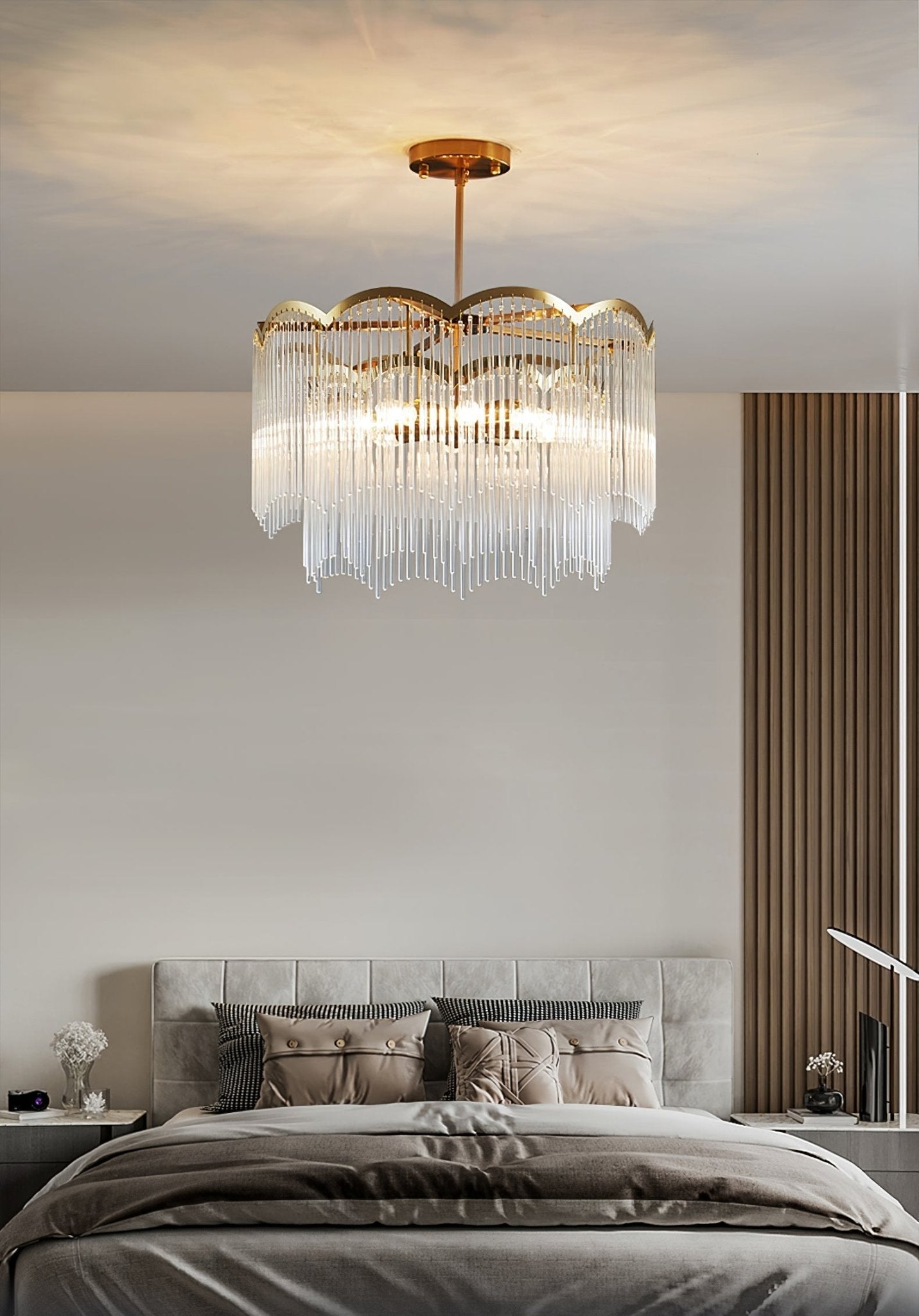 Lustra Chandelier Glass Rod Wave Shape - Letslighting