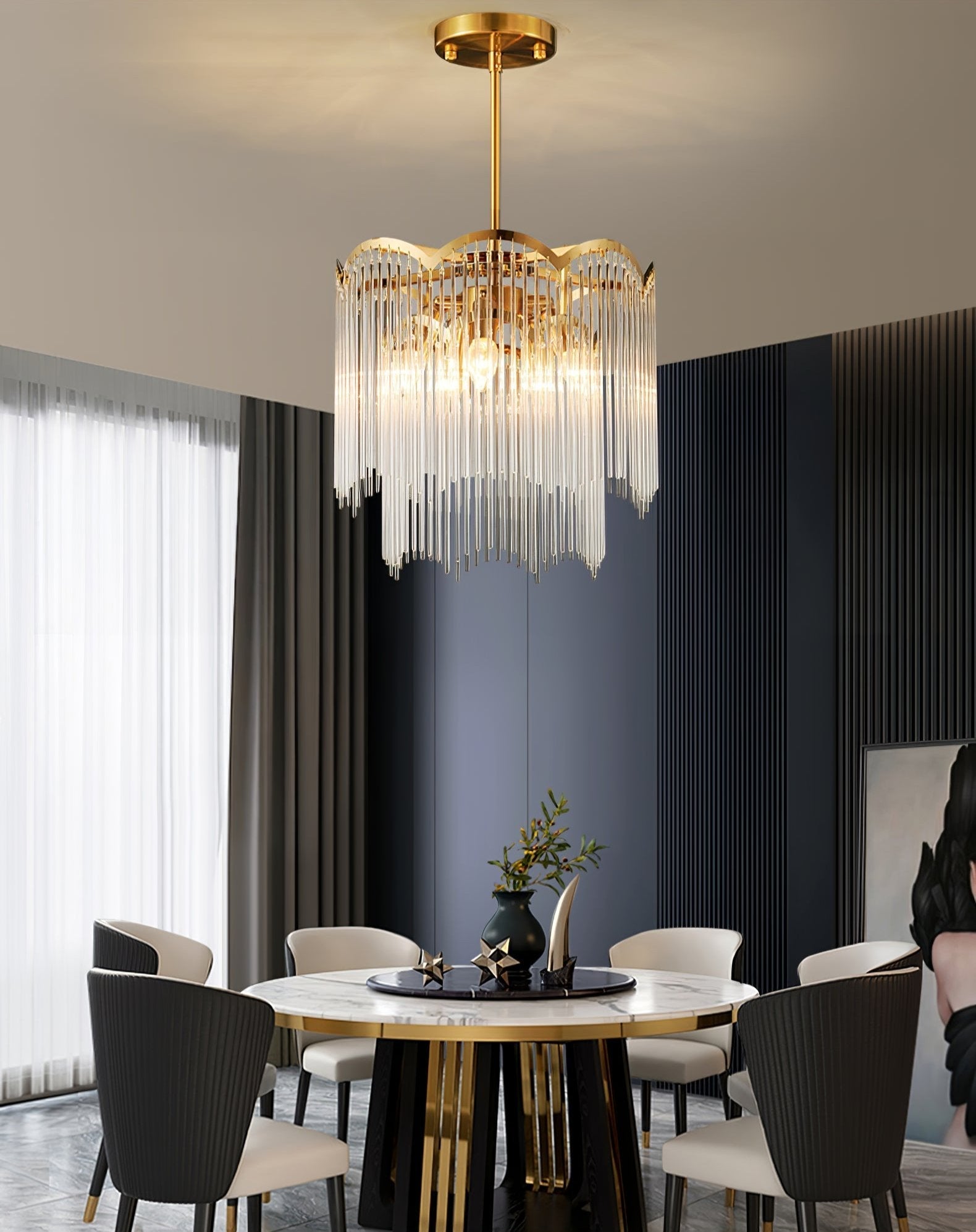Lustra Chandelier Glass Rod Wave Shape - Letslighting