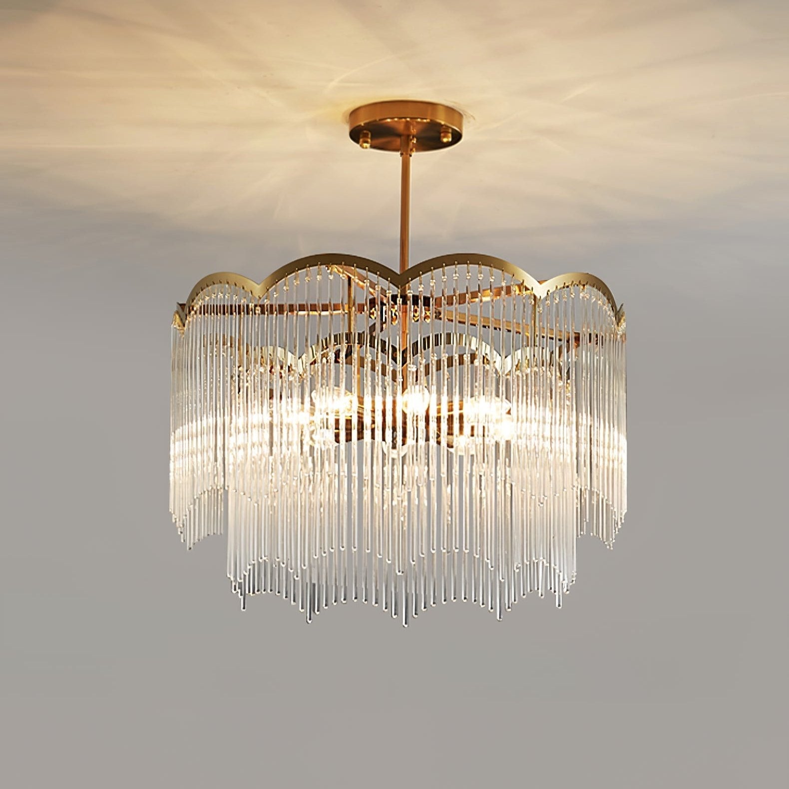 Lustra Chandelier Glass Rod Wave Shape - Letslighting
