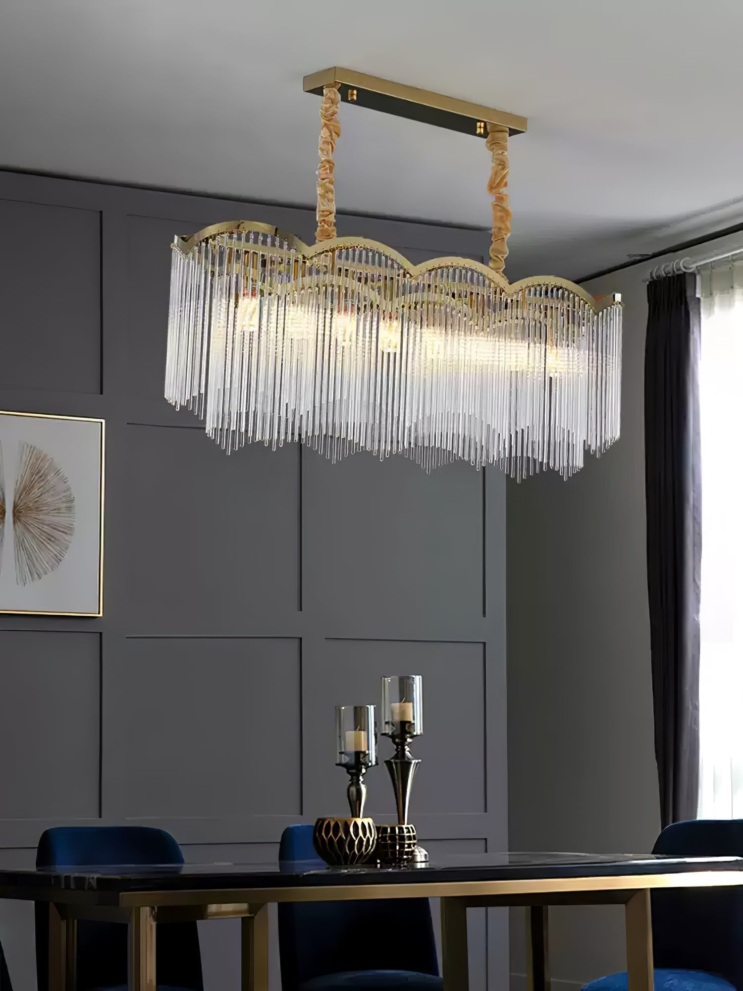Lustra Chandelier Glass Rod Wave Shape - Letslighting