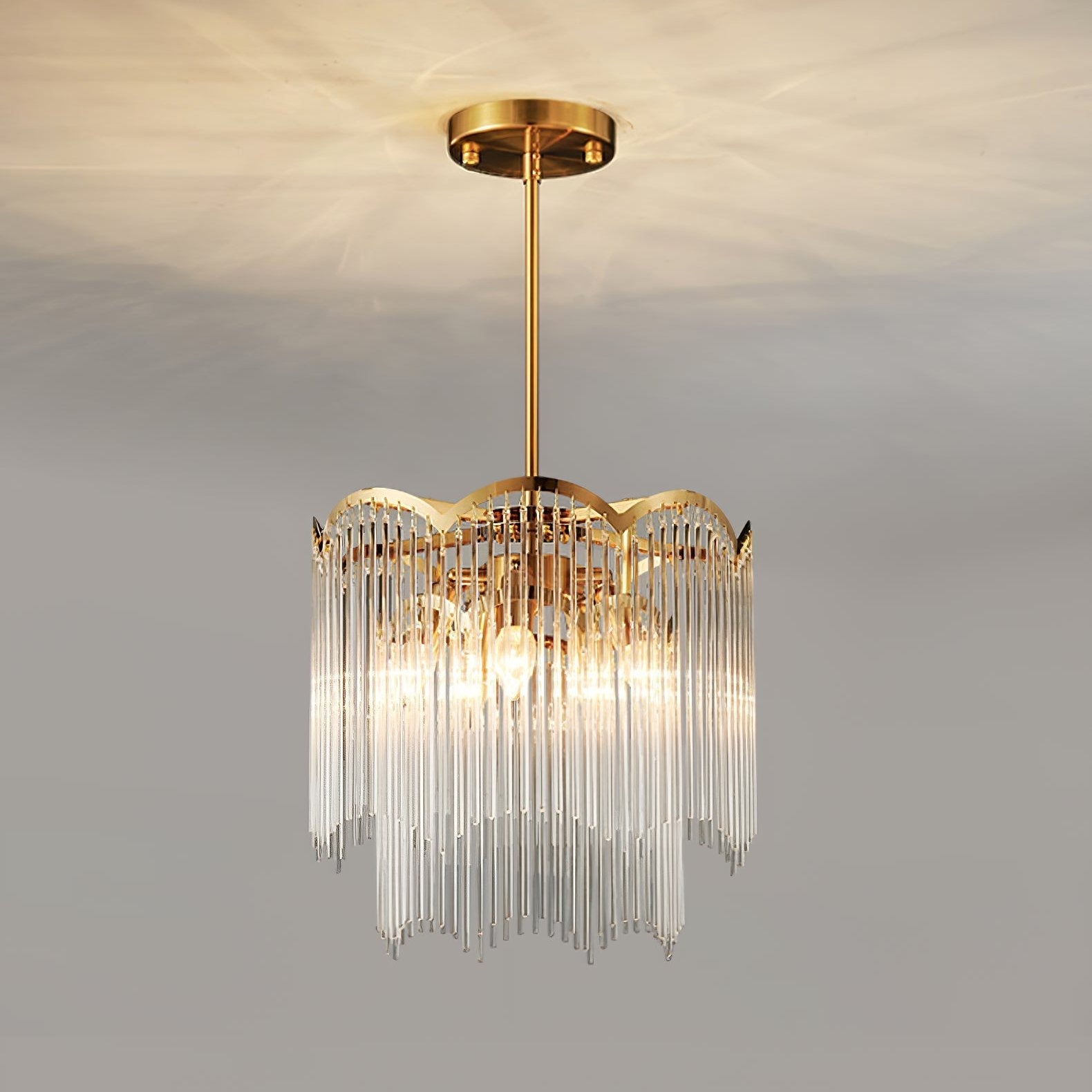 Lustra Chandelier Glass Rod Wave Shape - Letslighting