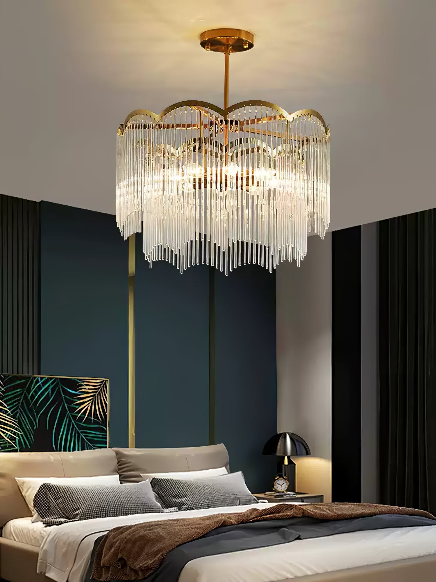Lustra Chandelier Glass Rod Wave Shape - Letslighting