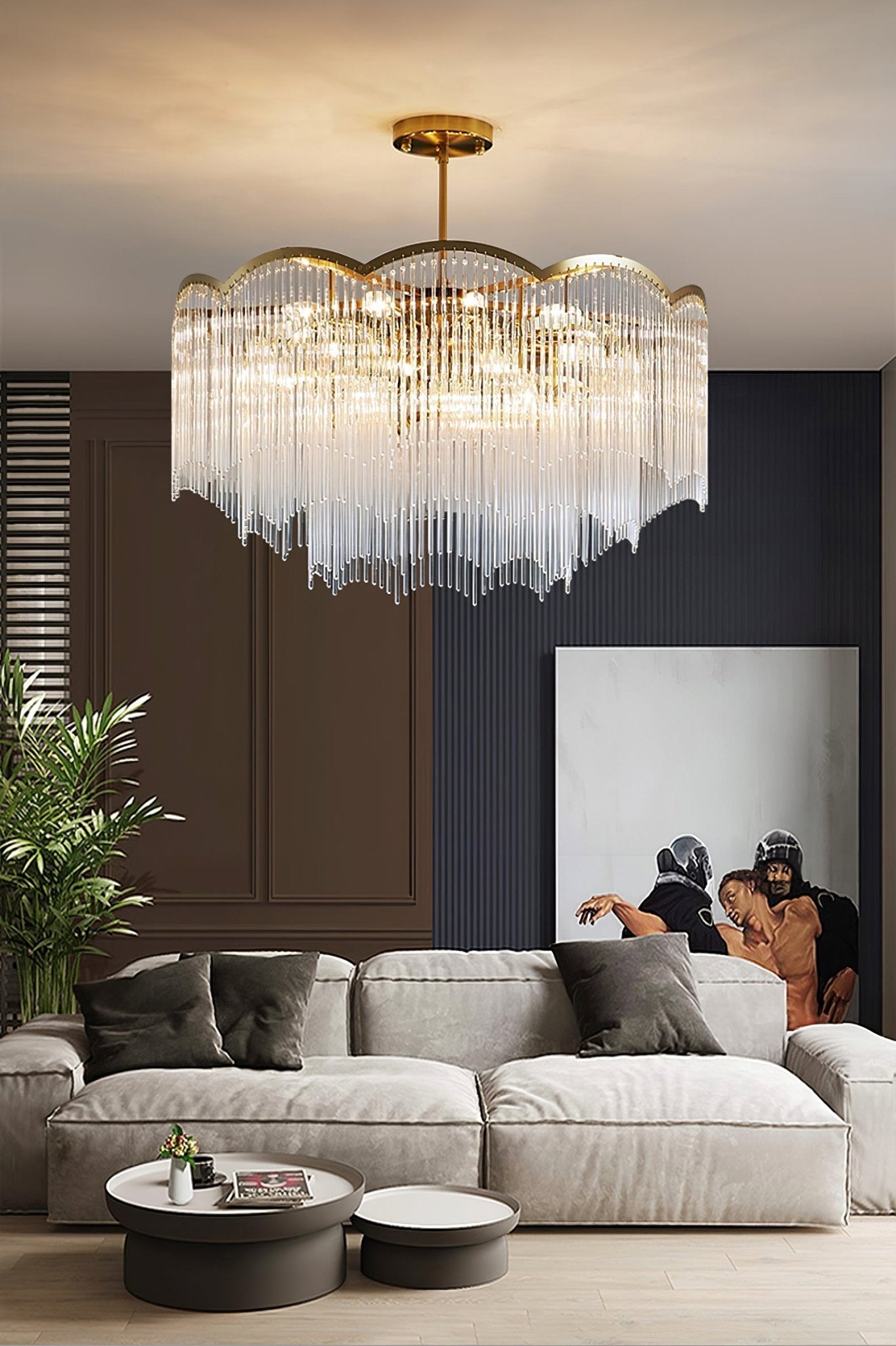 Lustra Chandelier Glass Rod Wave Shape - Letslighting