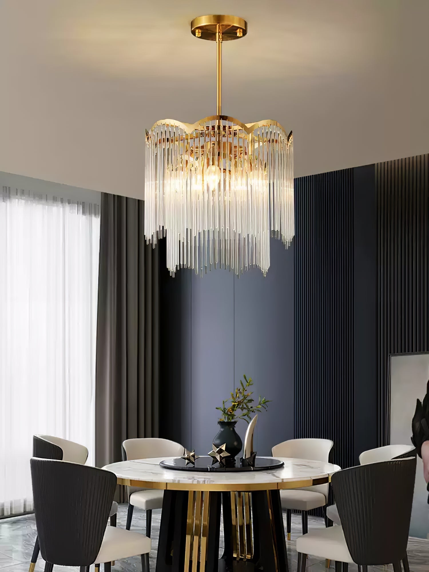 Lustra Chandelier Glass Rod Wave Shape - Letslighting