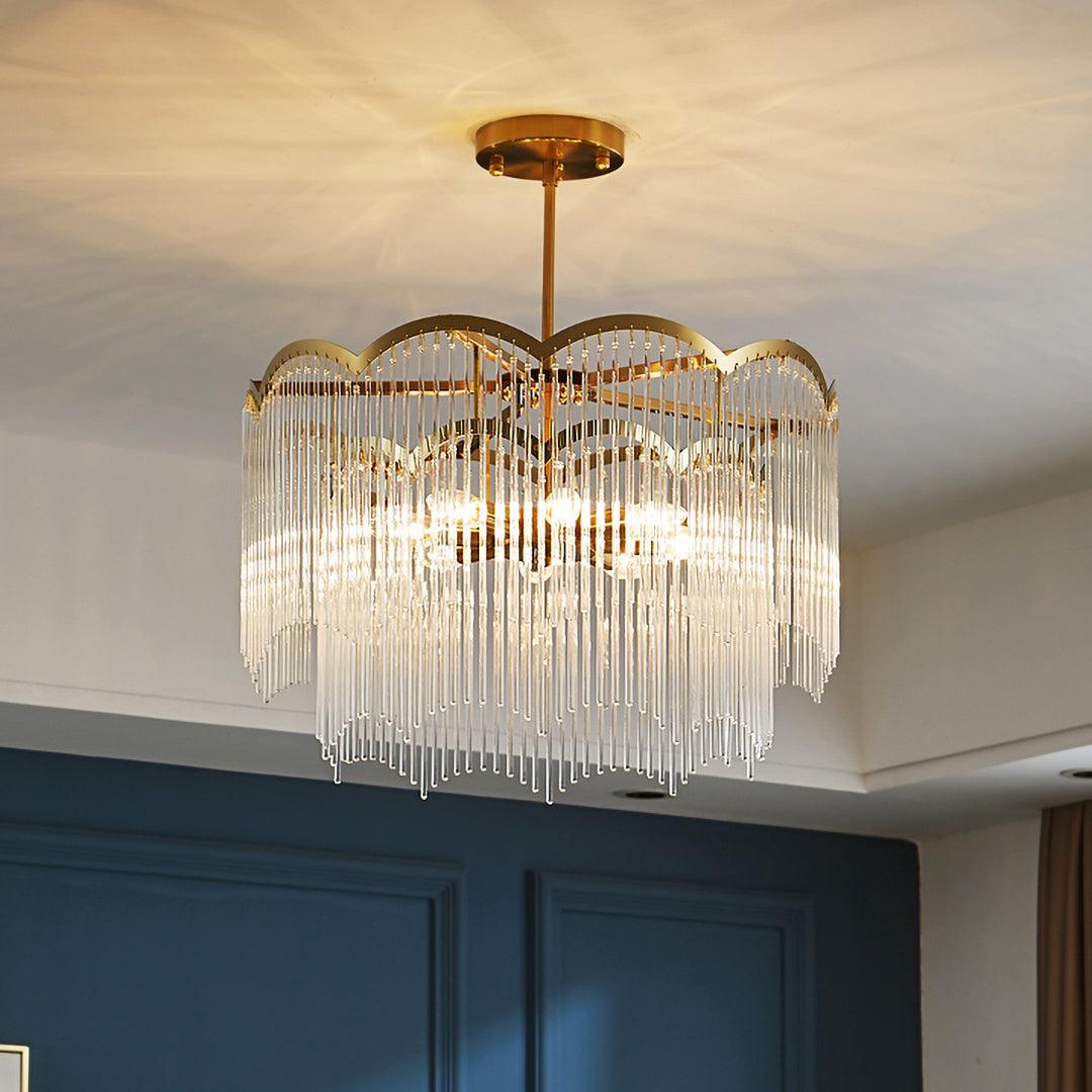 Lustra Chandelier Glass Rod Wave Shape - Letslighting