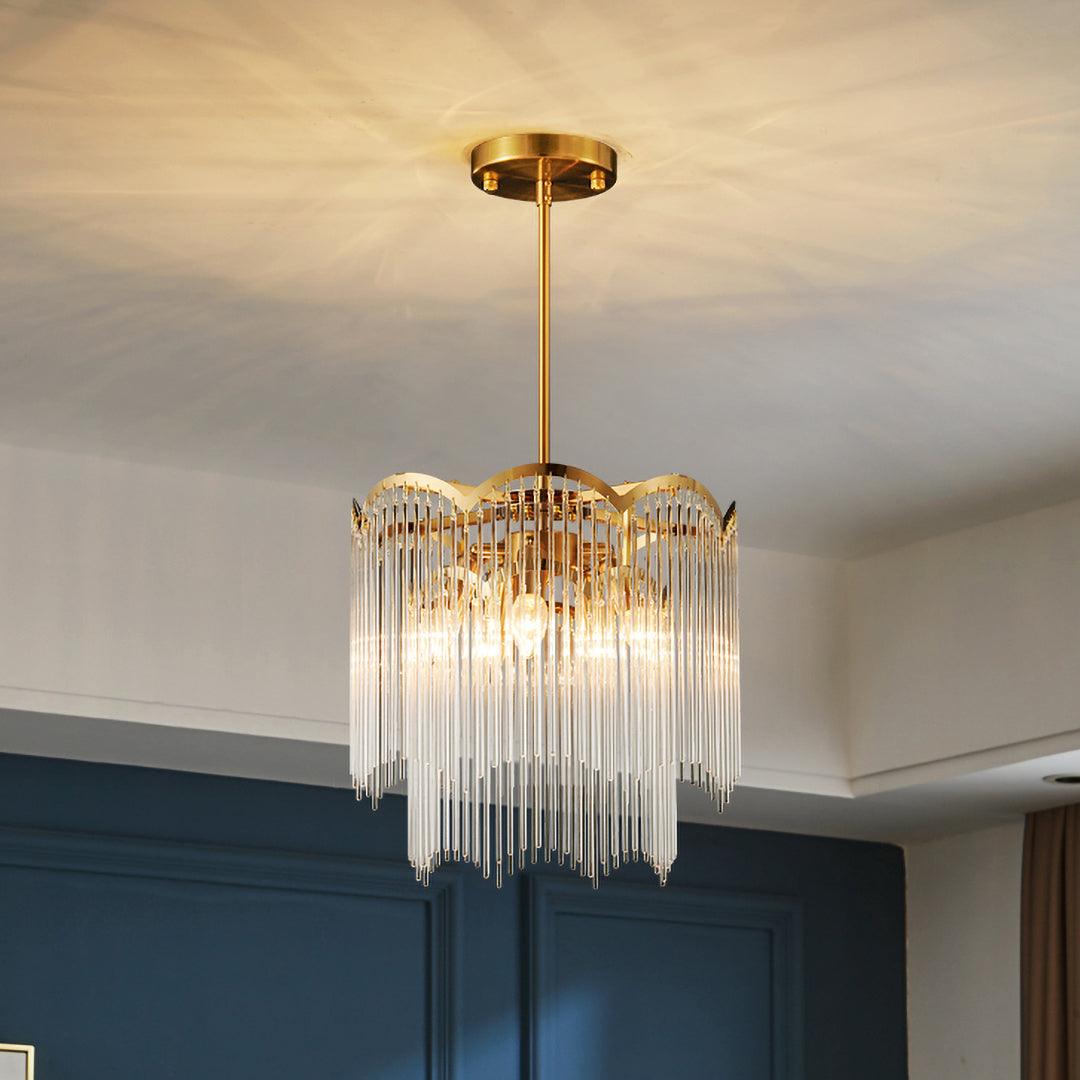 Lustra Chandelier Glass Rod Wave Shape - Letslighting