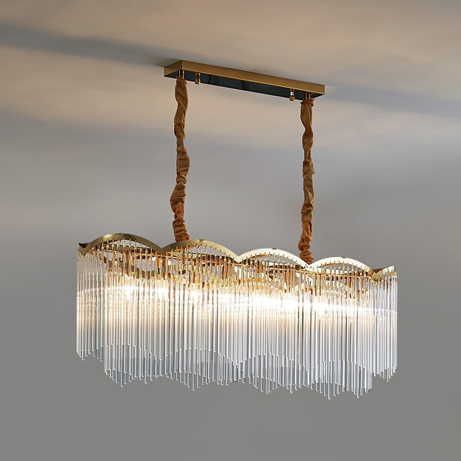 Lustra Chandelier Glass Rod Wave Shape - Letslighting