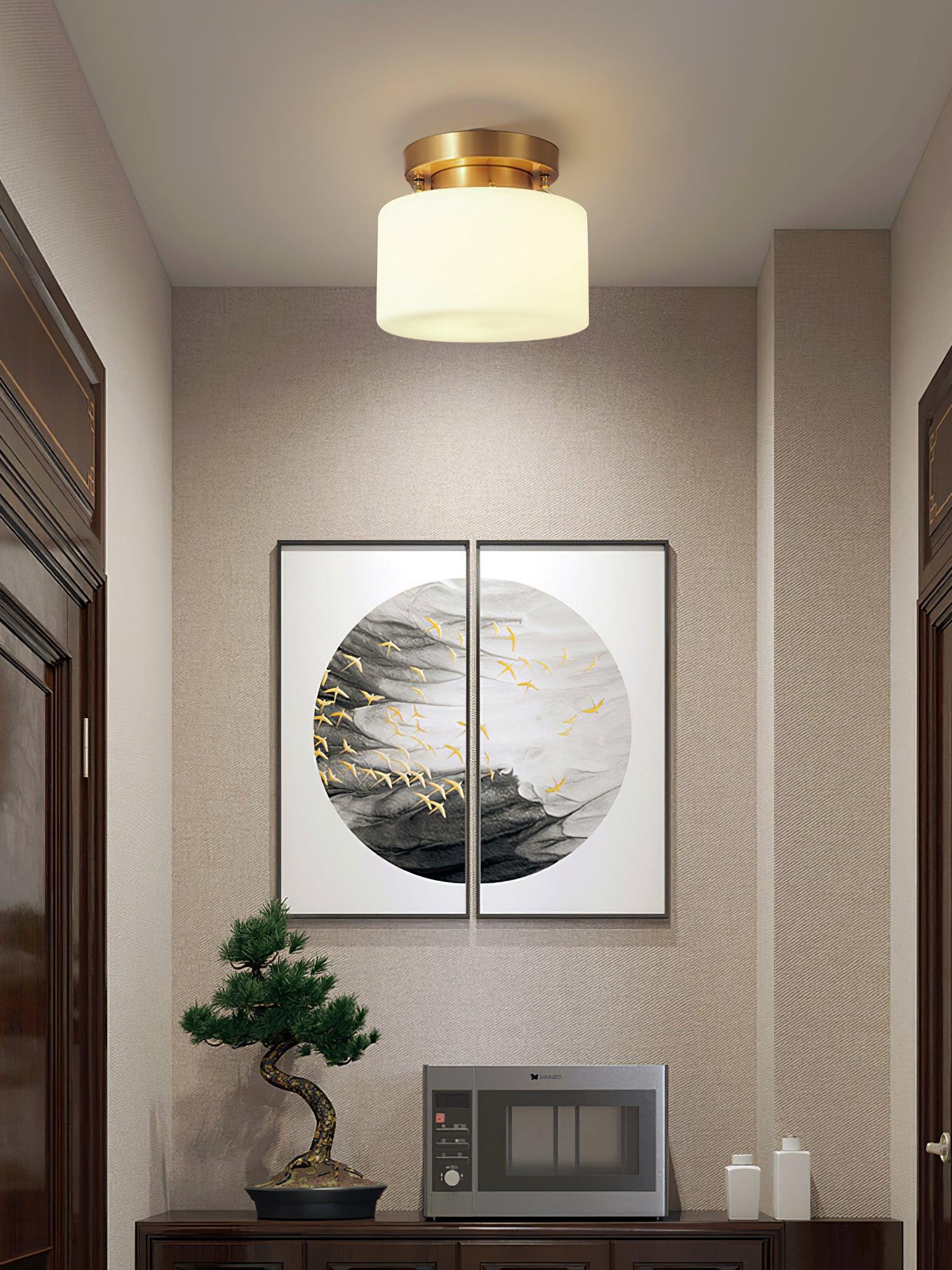 Elsilisra Nordic Art Brass Glass Flush Mount Ceiling Light - Letslighting