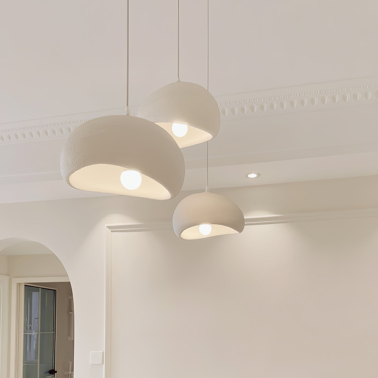 Solara Pendant Lamp Plaster Half Dome Plug In Wabi Sabi - Letslighting