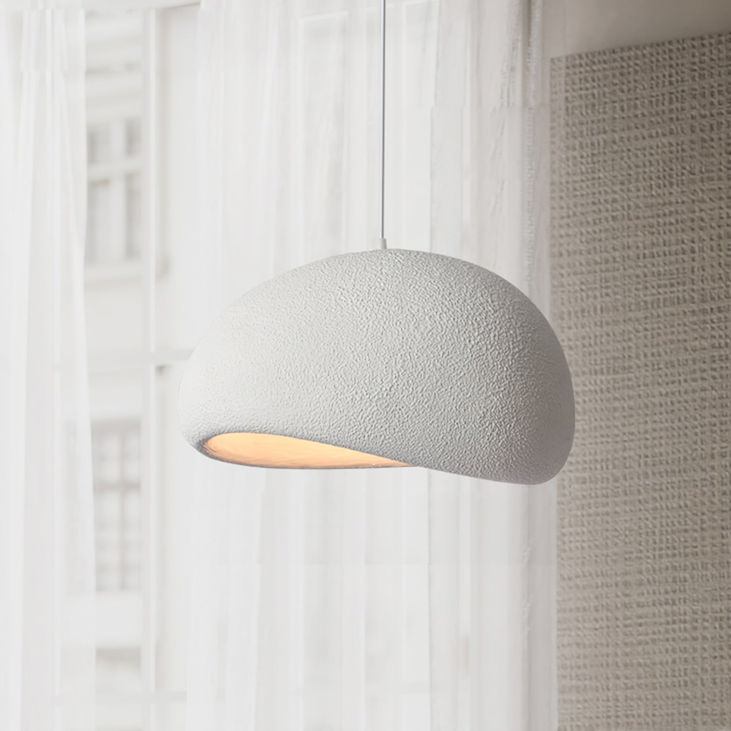 Solara Pendant Lamp Plaster Half Dome Plug In Wabi Sabi - Letslighting