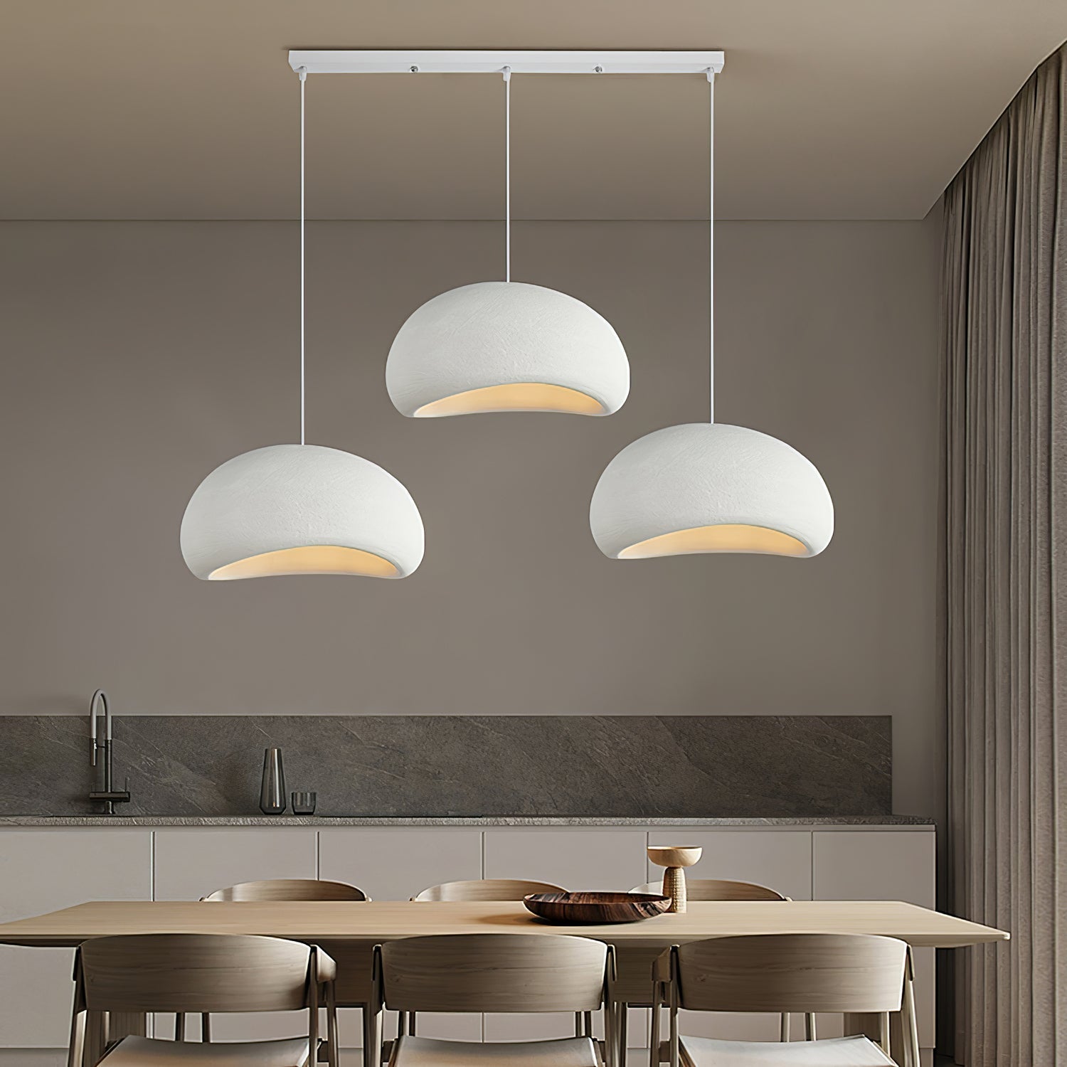 Solara Pendant Lamp Plaster Half Dome Plug In Wabi Sabi - Letslighting