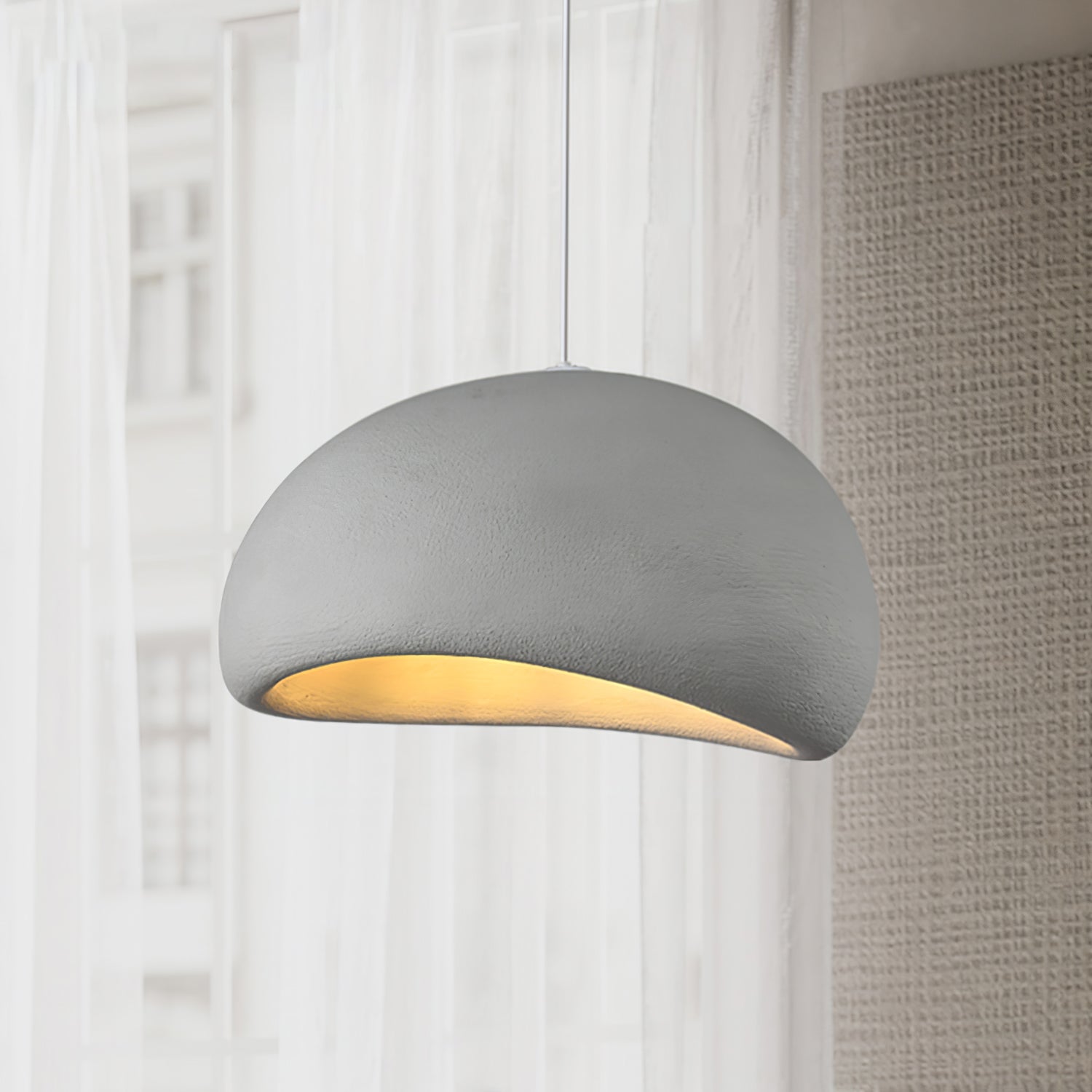 Solara Pendant Lamp Plaster Half Dome Plug In Wabi Sabi - Letslighting