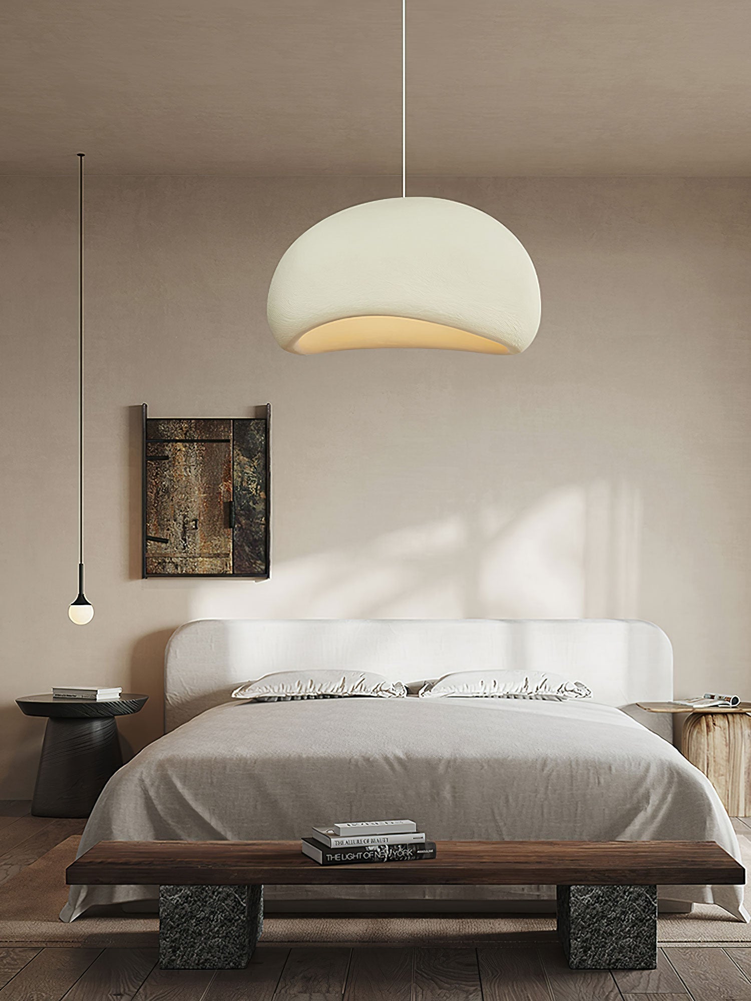 Solara Pendant Lamp Plaster Half Dome Plug In Wabi Sabi - Letslighting