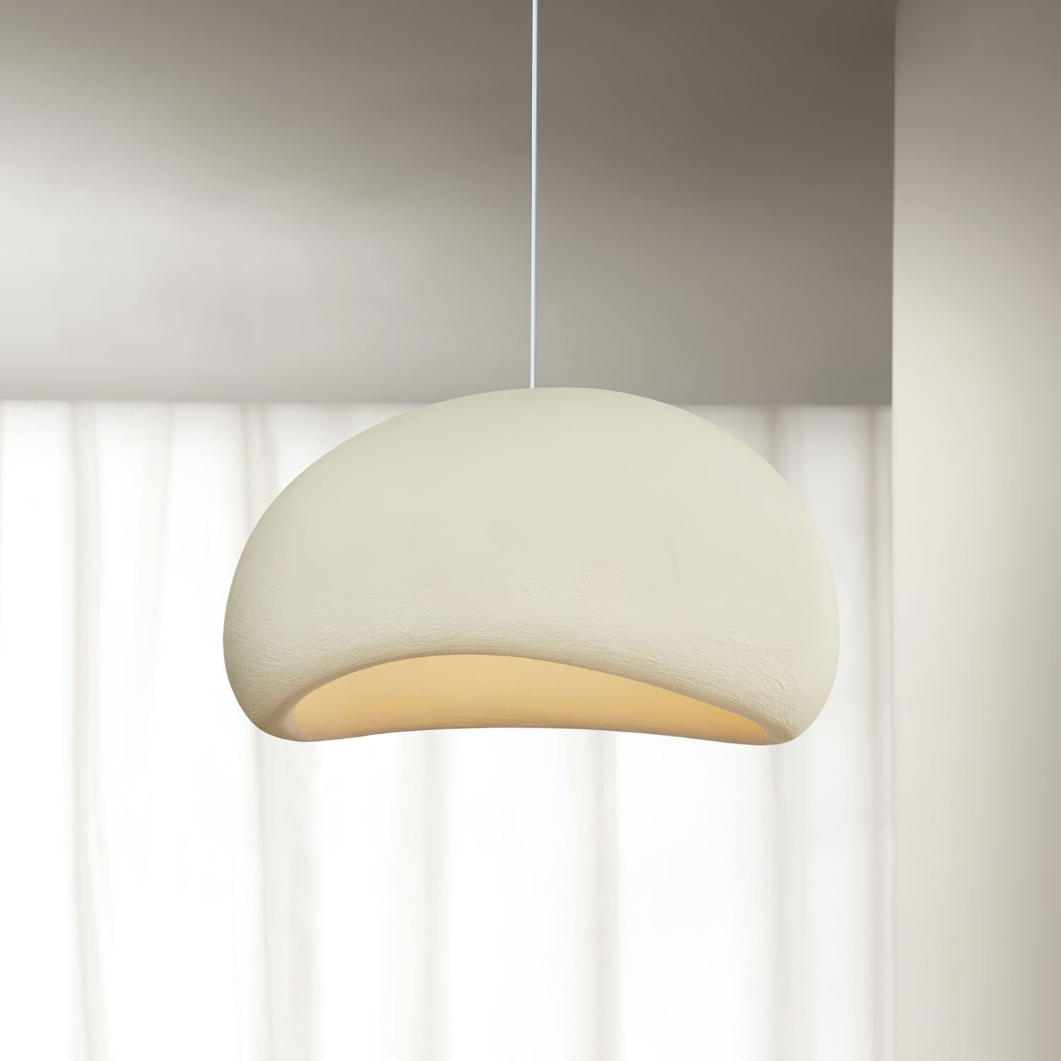 Solara Pendant Lamp Plaster Half Dome Plug In Wabi Sabi - Letslighting