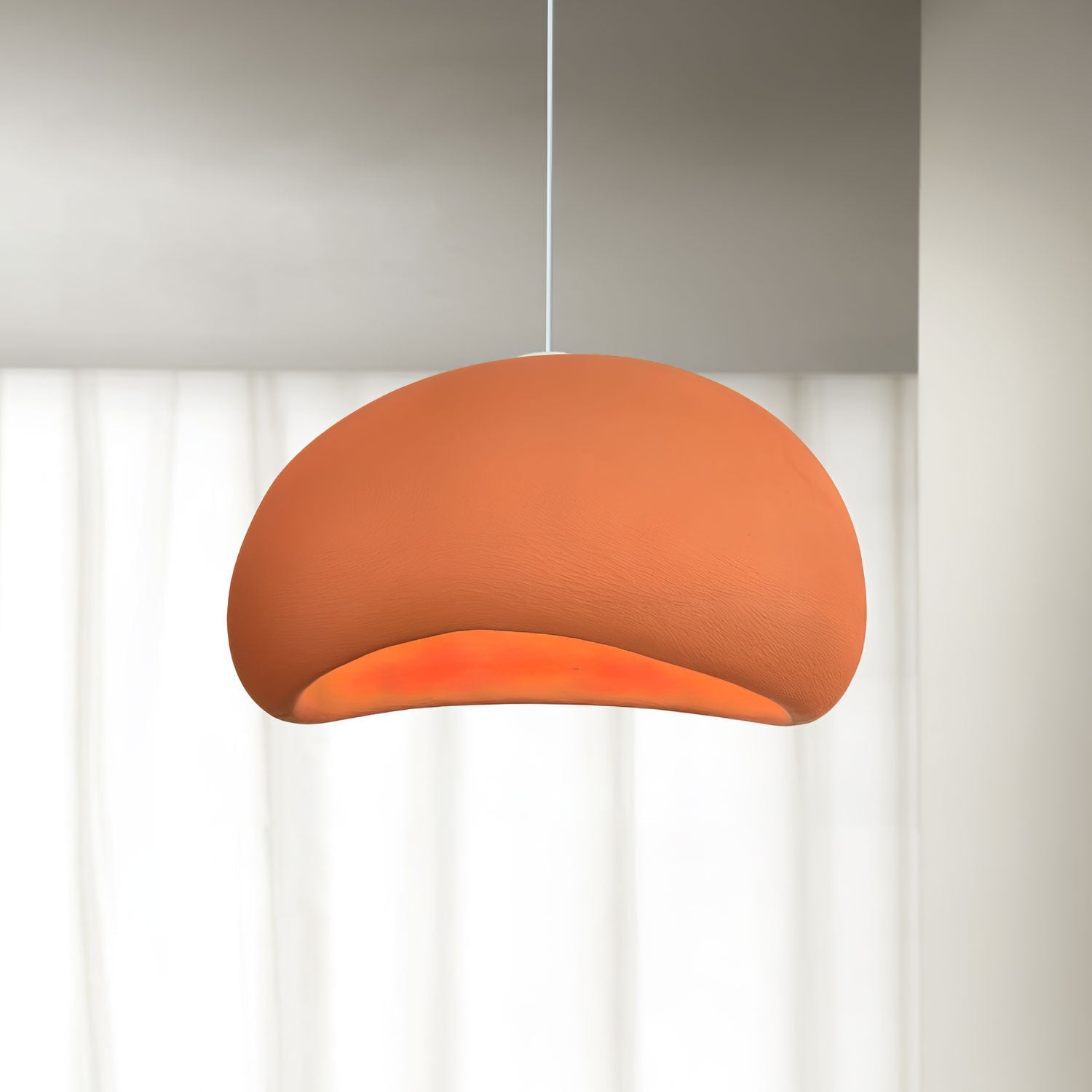 Solara Pendant Lamp Plaster Half Dome Plug In Wabi Sabi - Letslighting