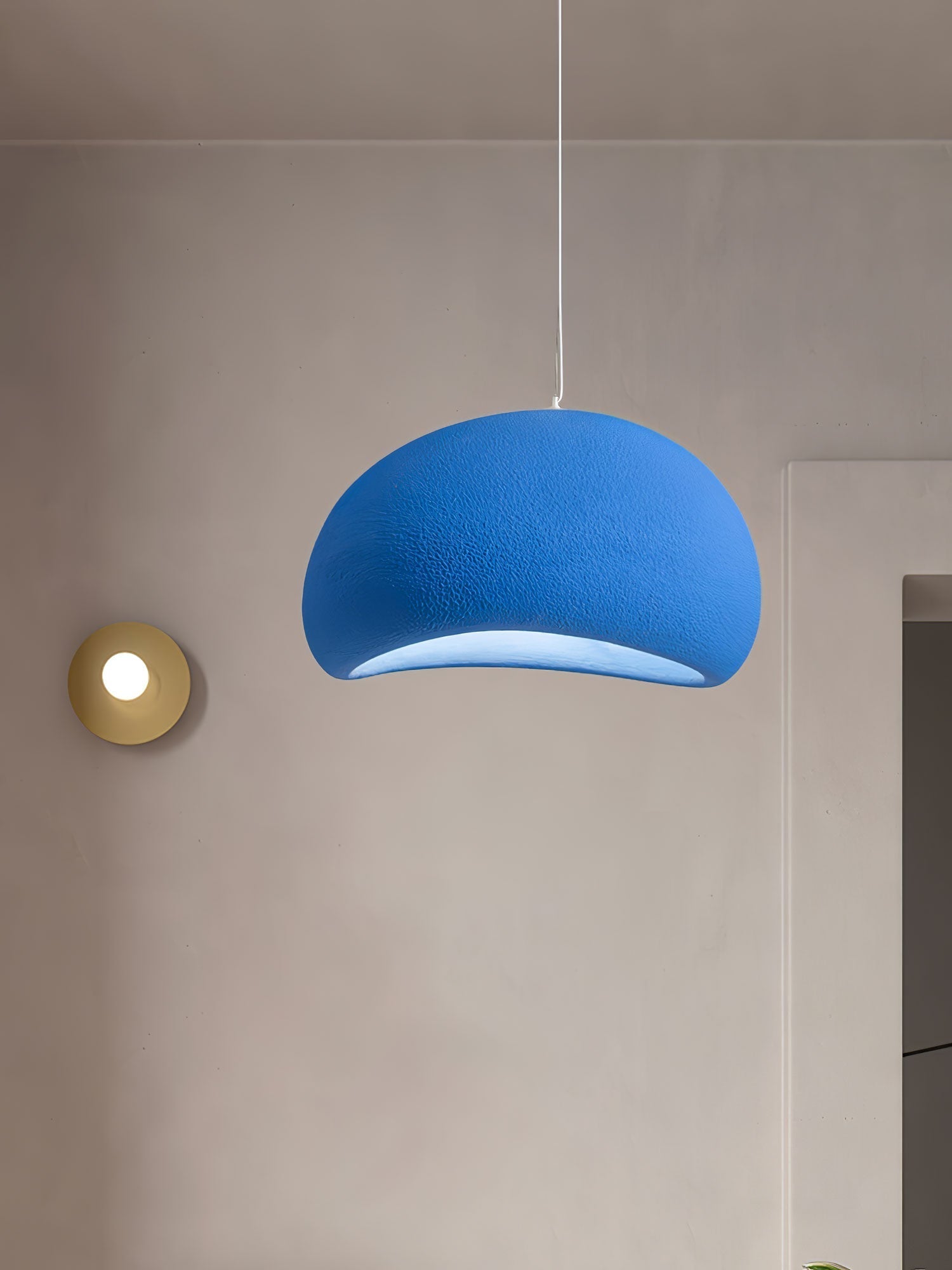 Solara Pendant Lamp Plaster Half Dome Plug In Wabi Sabi - Letslighting