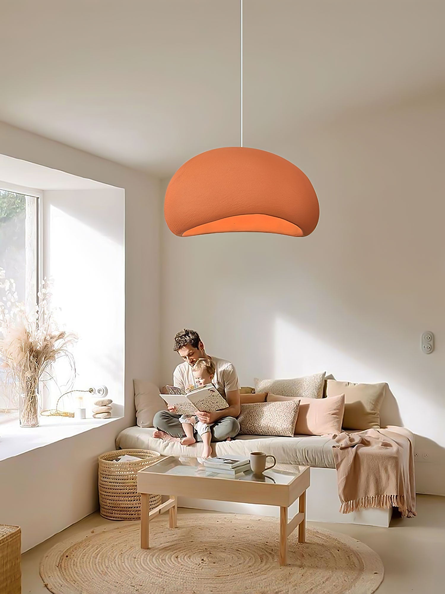 Solara Pendant Lamp Plaster Half Dome Plug In Wabi Sabi - Letslighting